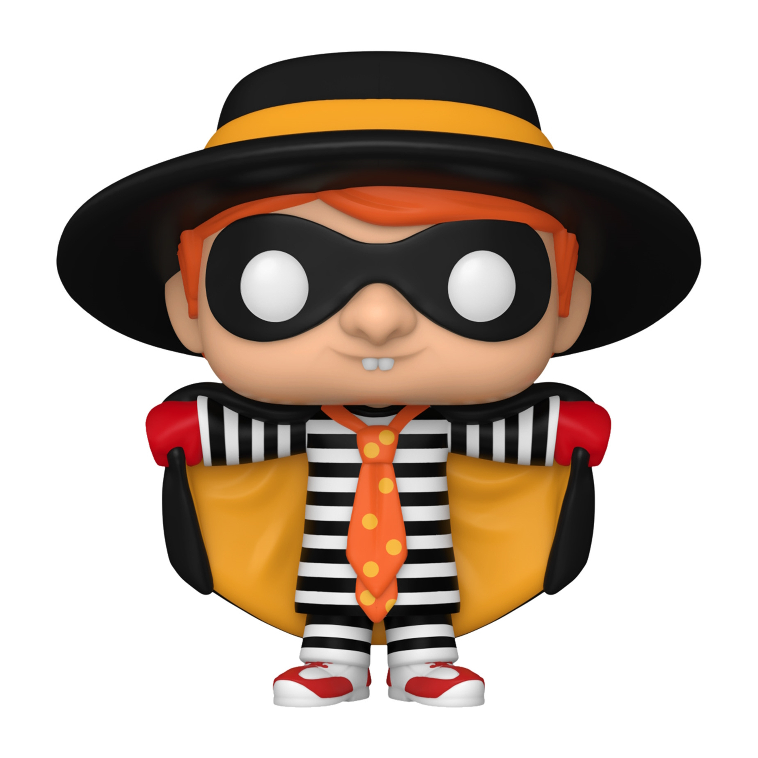 Eine Ronald McDonald Funko Pop Figur als Hamburgerdieb. Schwarzer Hut und Maske.