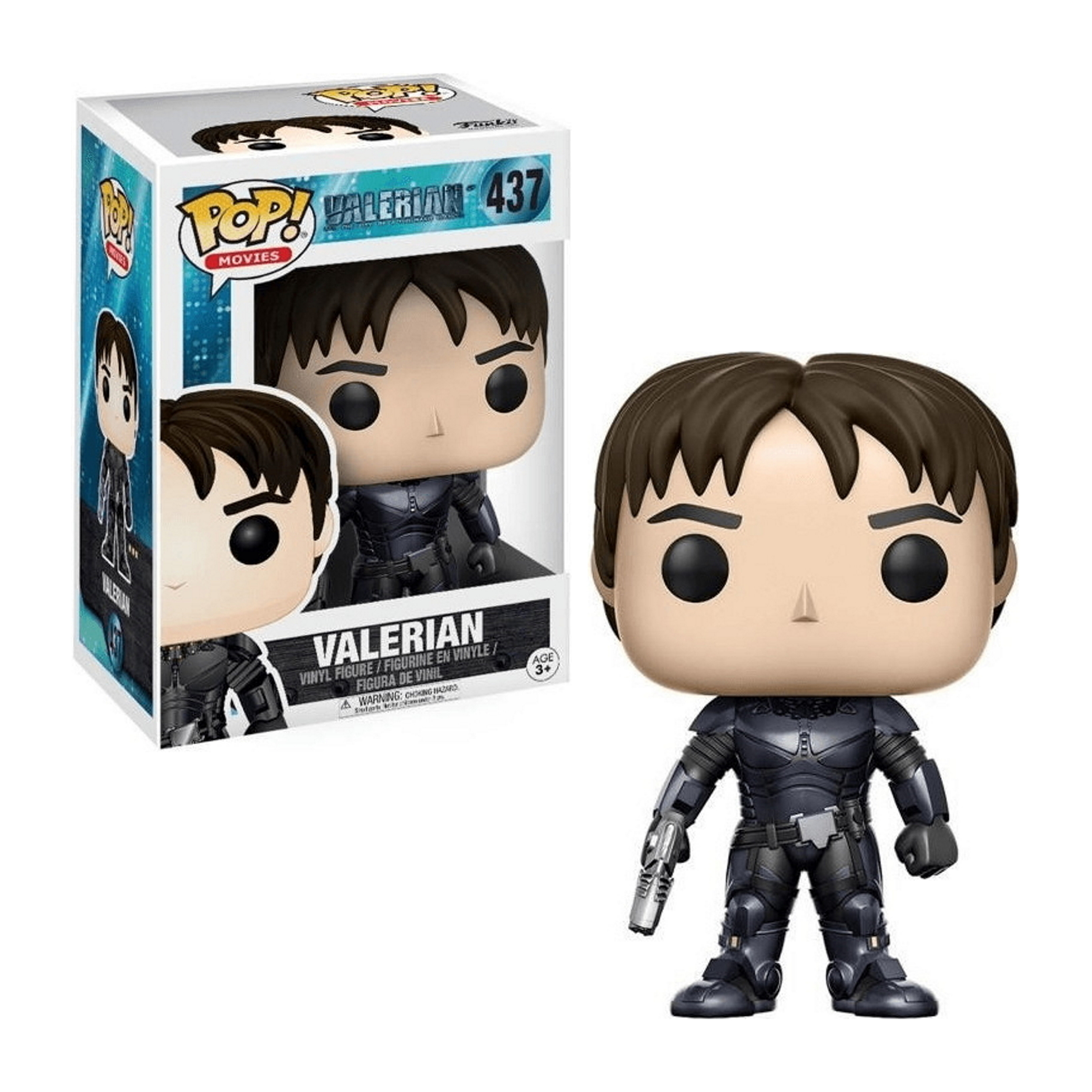 Funko Pop Figur von Valerian. Die Figur ist in einer Box und steht auf weißem Untergrund.
