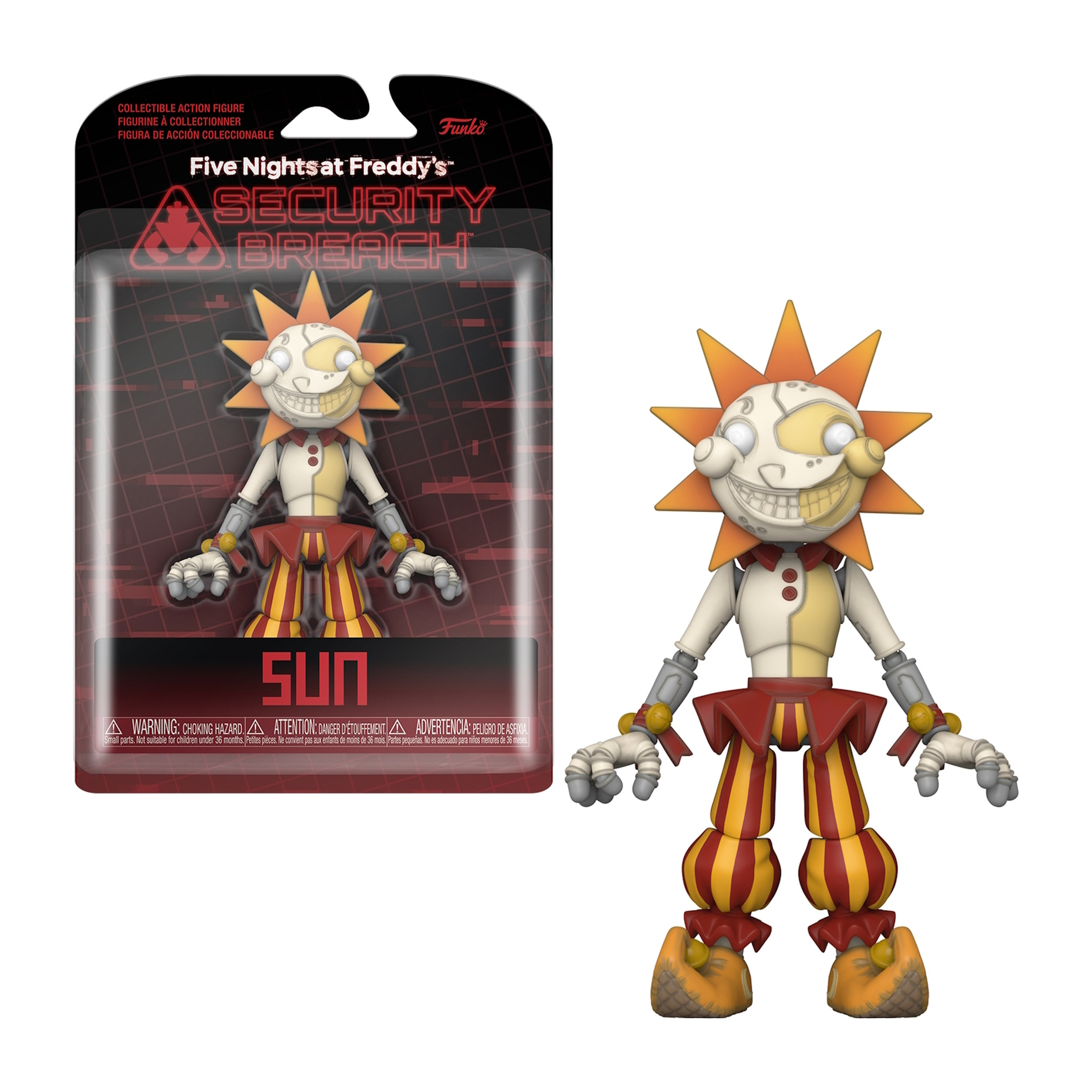 Sonne von Five Nights at Freddy's Funko Pop. Er ist in einer Box, die Figur ist sichtbar.