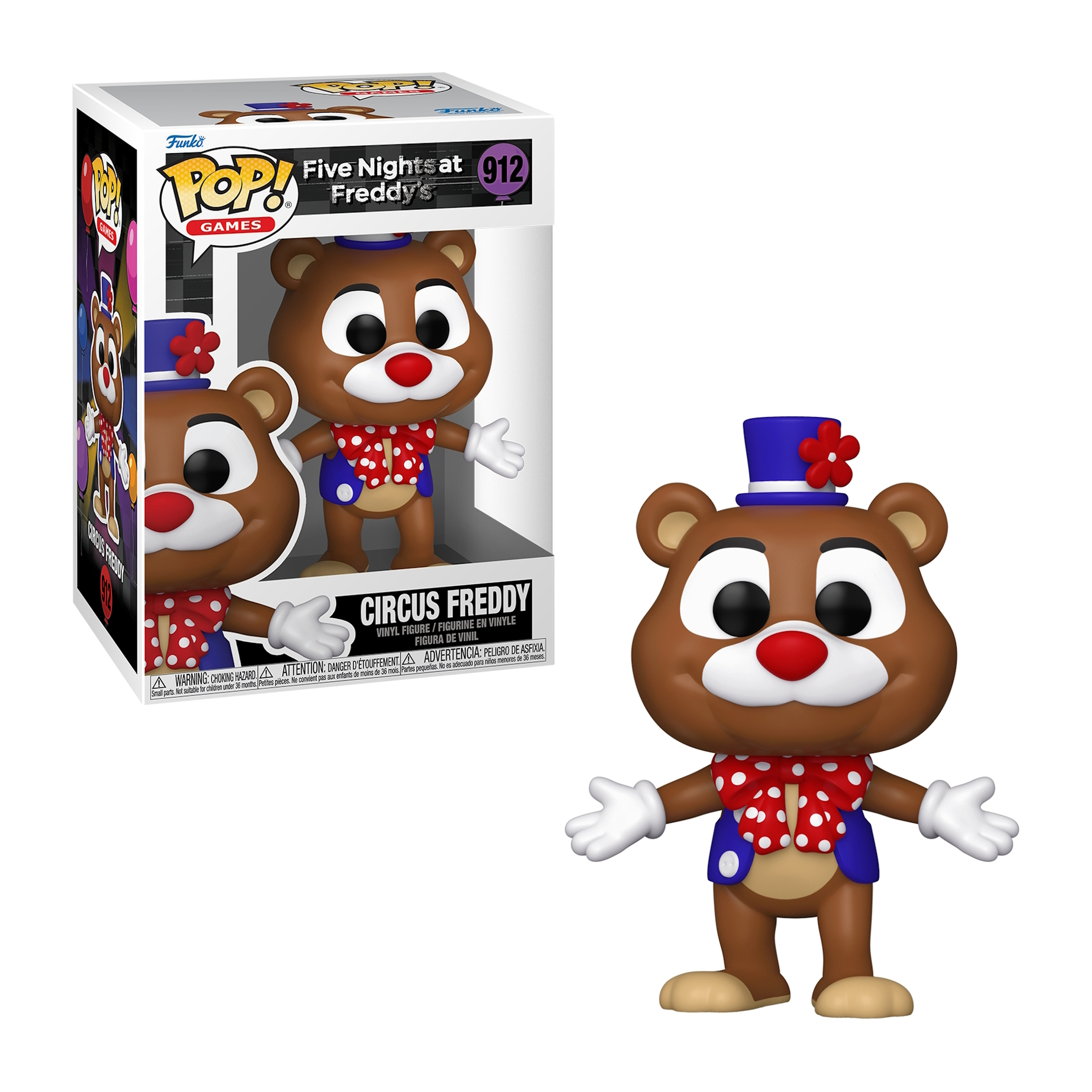 Circus Freddy Figur mit roter Fliege und Hut. Verpackt. Braune Bärenfigur.