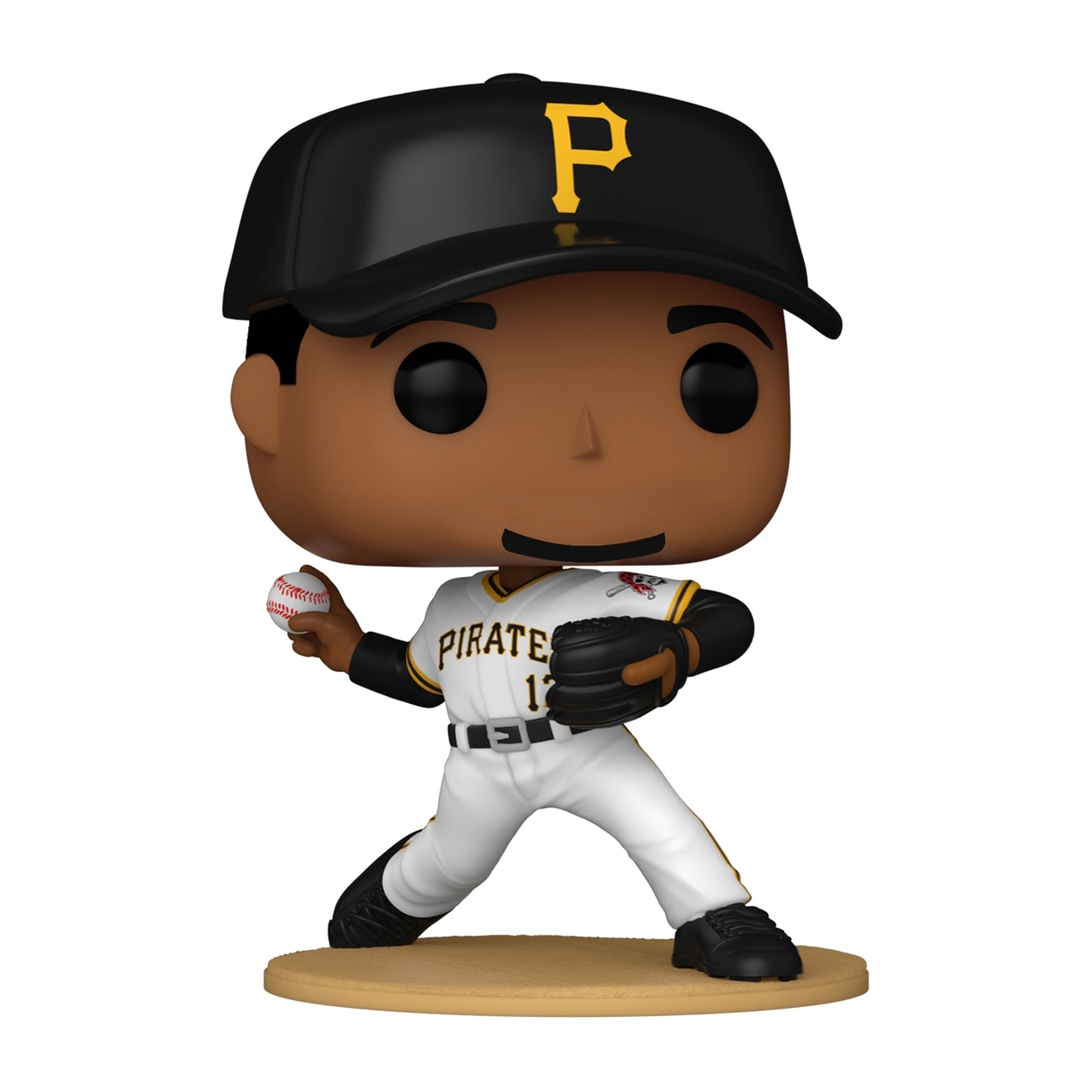 Eine Baseballspieler Funko Pop Figur, trägt ein Pirates-Trikot und hält einen Baseball.