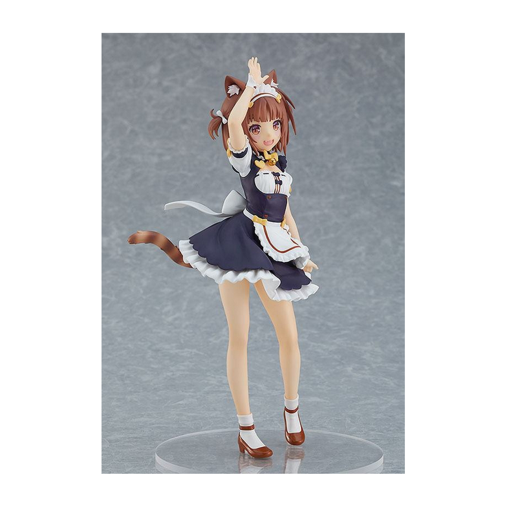 Eine Anime-Figur eines Mädchens in einem Maid-Outfit, mit Katzenohren und Schwanz.