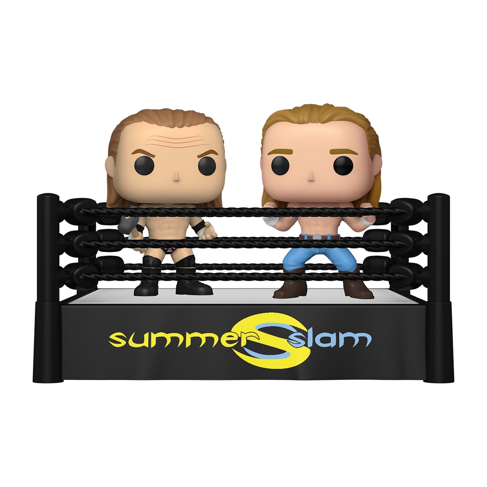 Zwei Wrestler in einem Wrestling-Ring, SummerSlam-Logo.