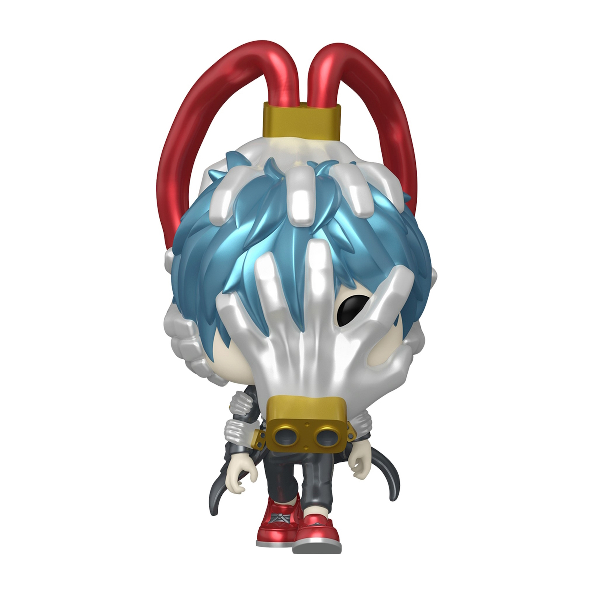 Funko Pop-Figur einer Figur. Die Figur ist weiß mit blauen Haaren und Händen über dem Gesicht.