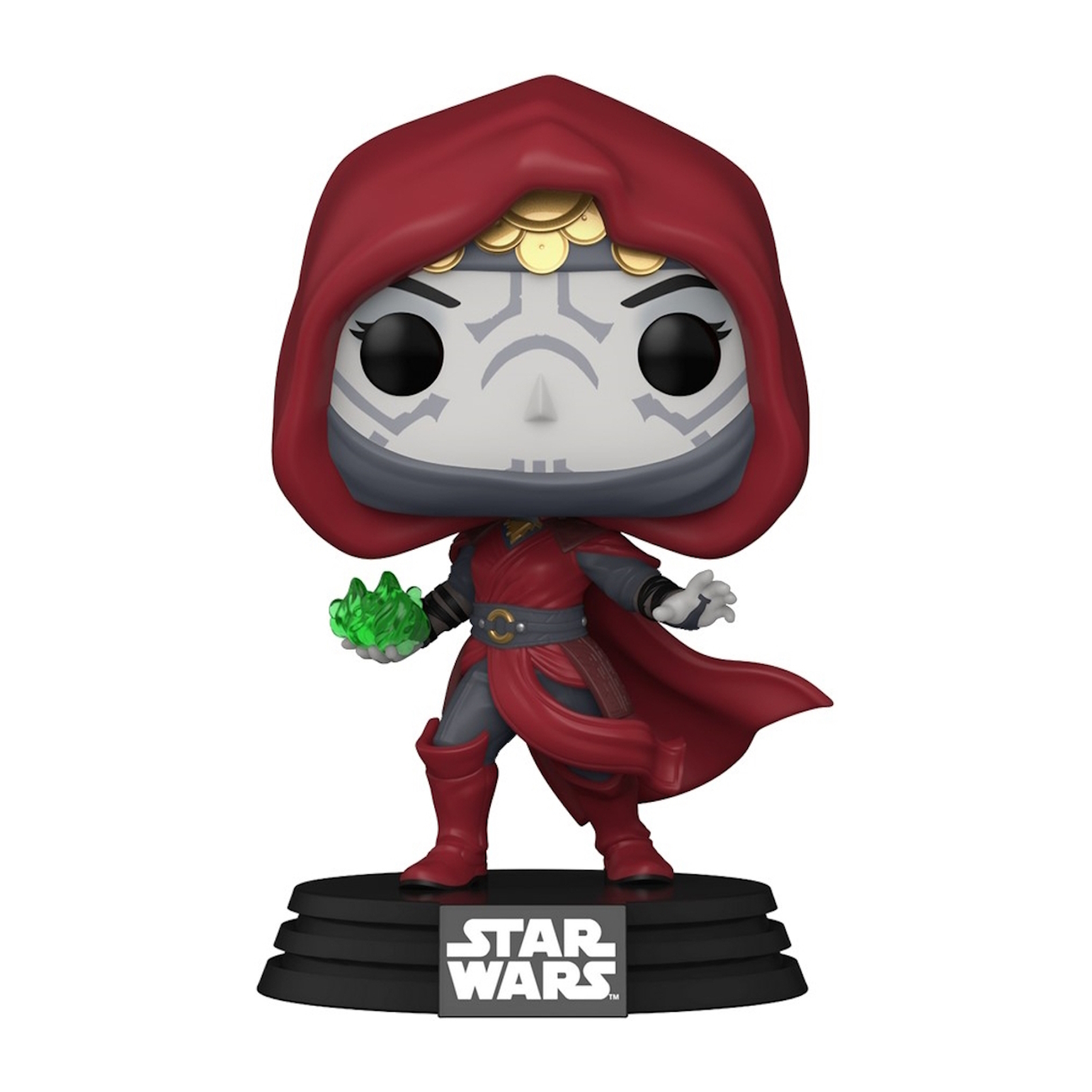 Funko Pop! Star Wars Figur einer Figur in rotem Umhang und Maske.
