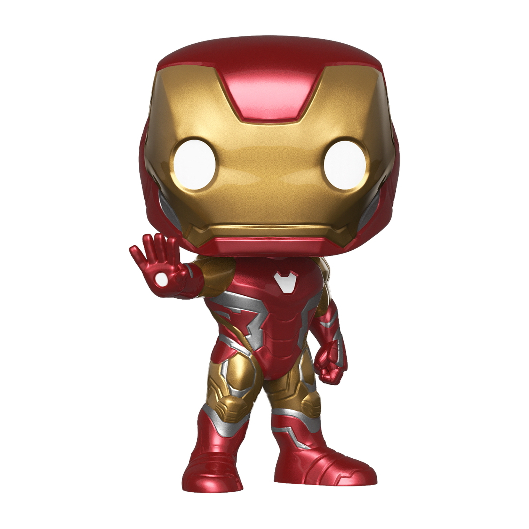 Figura di Iron Man. La figura è rossa e oro, con una mano alzata in segno di saluto.