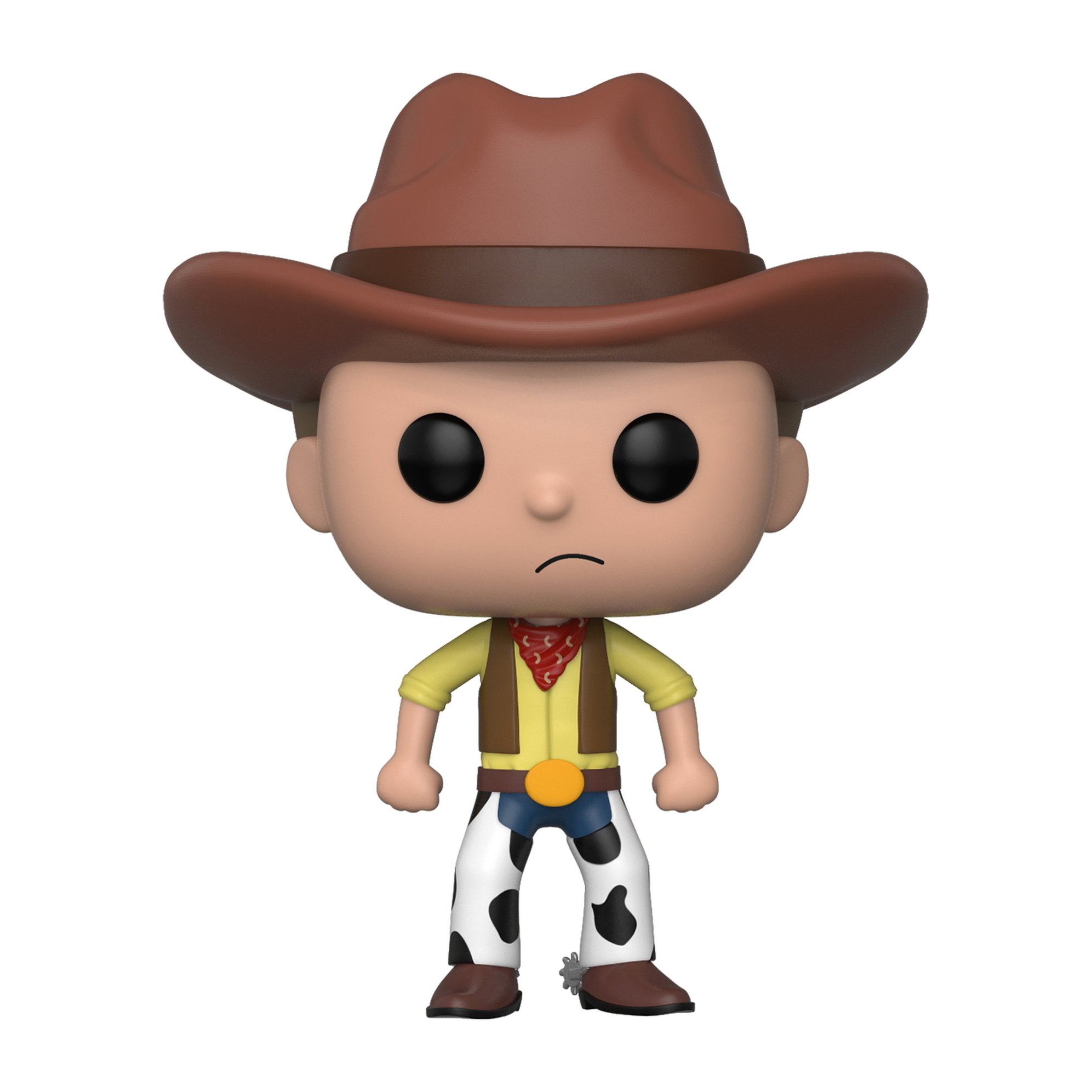Woody von Toy Story Funko Pop Figur mit Cowboyhut, Weste und Jeans.