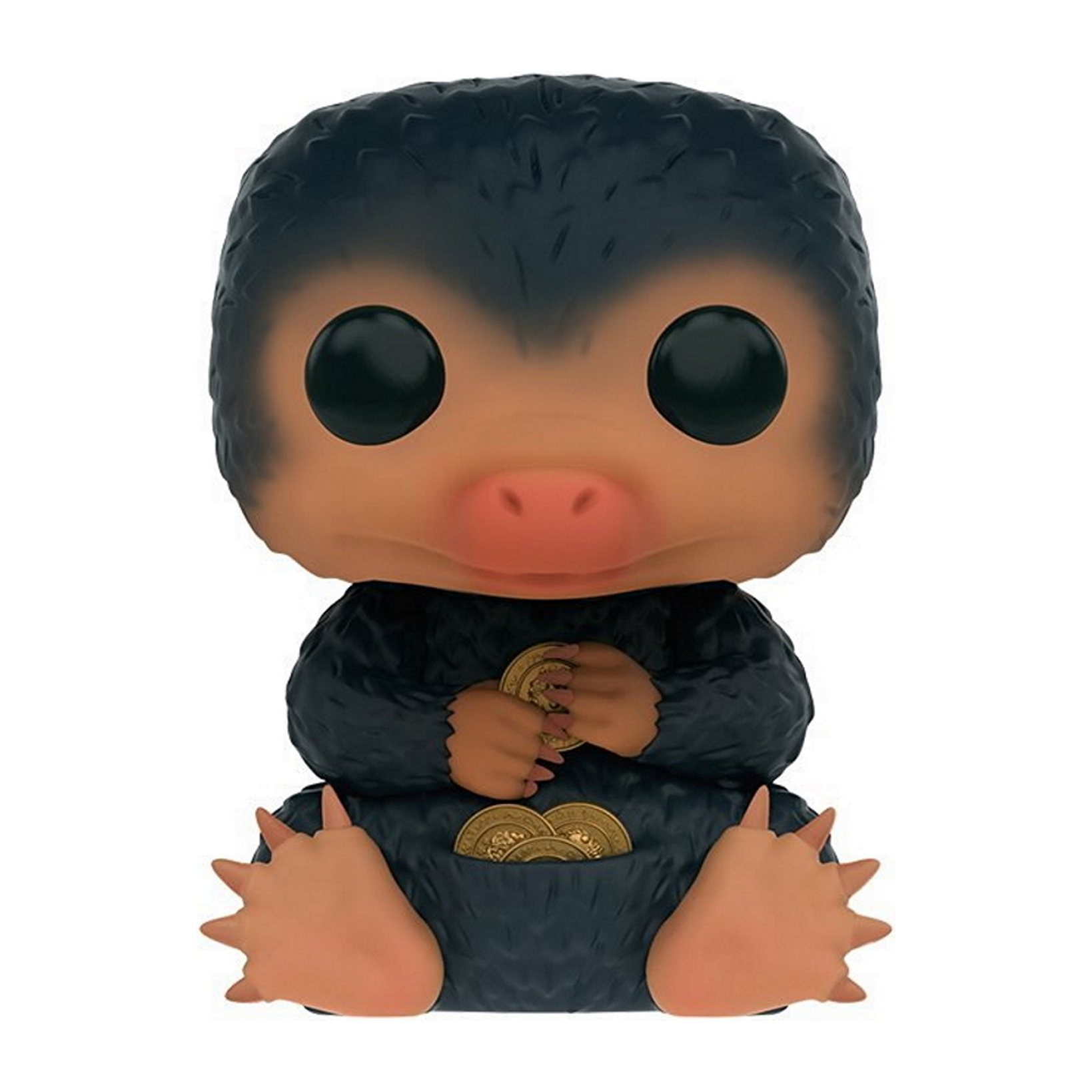 Niffler Funko Pop z monetami w kieszeni. Siedzący.