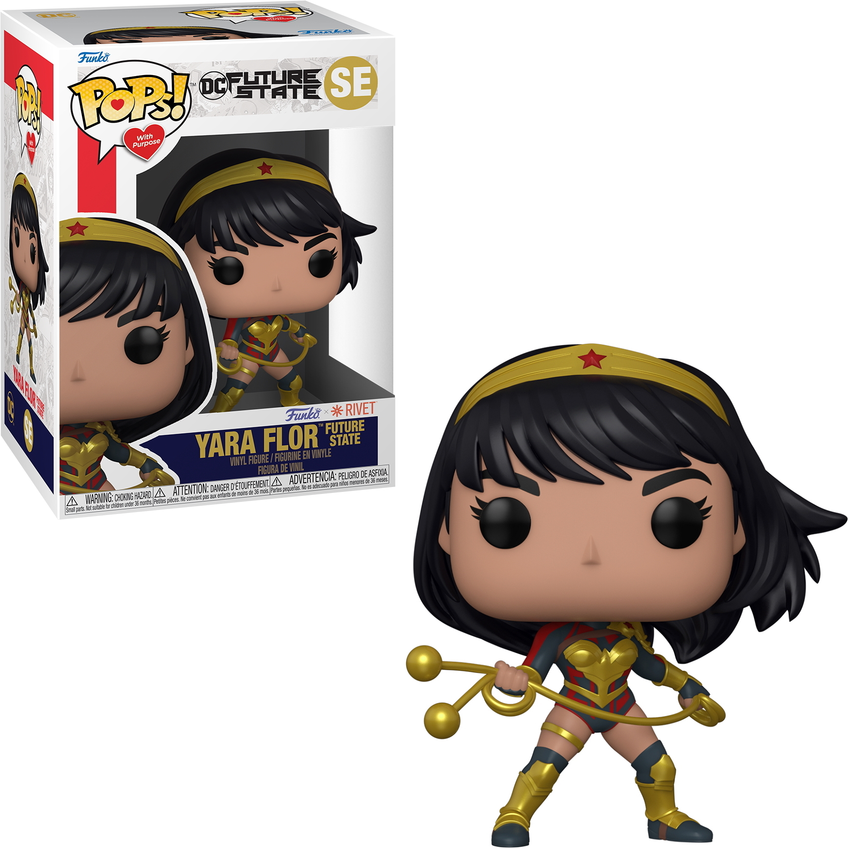 Funko Pop! Yara Flor aus DC Future State, mit goldenem Bogen und Pfeil.