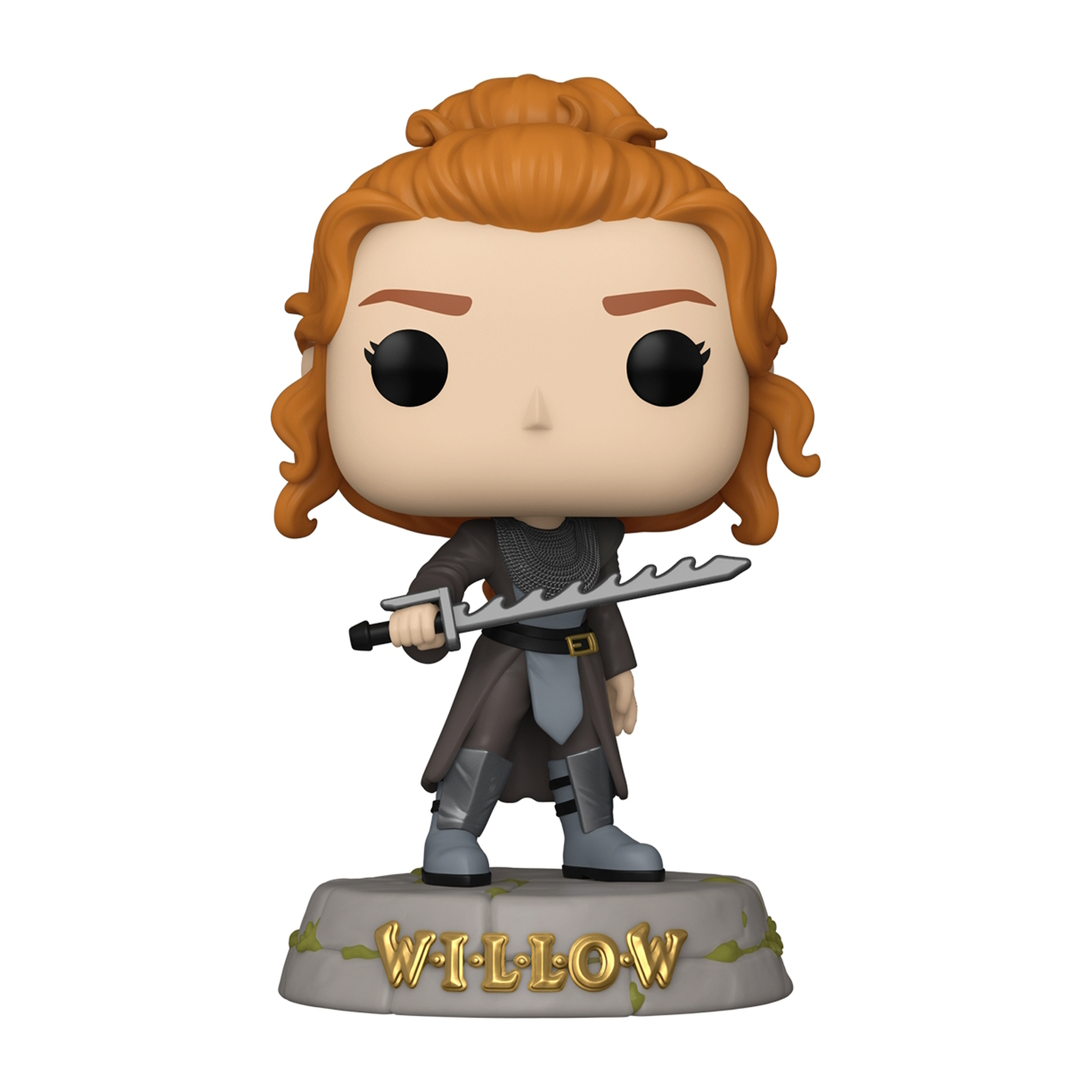 Funko Pop Willow. Ma rude włosy, trzyma miecz i stoi na podstawie z jej imieniem.
