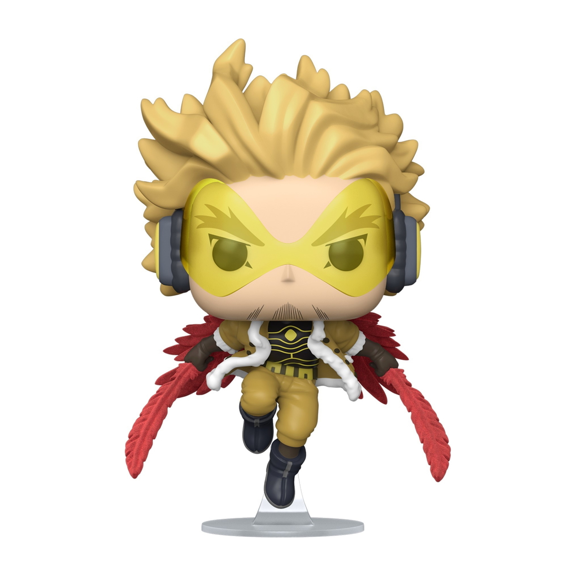 Hawks-Figur mit gelben Haaren, Flügeln und Visier.