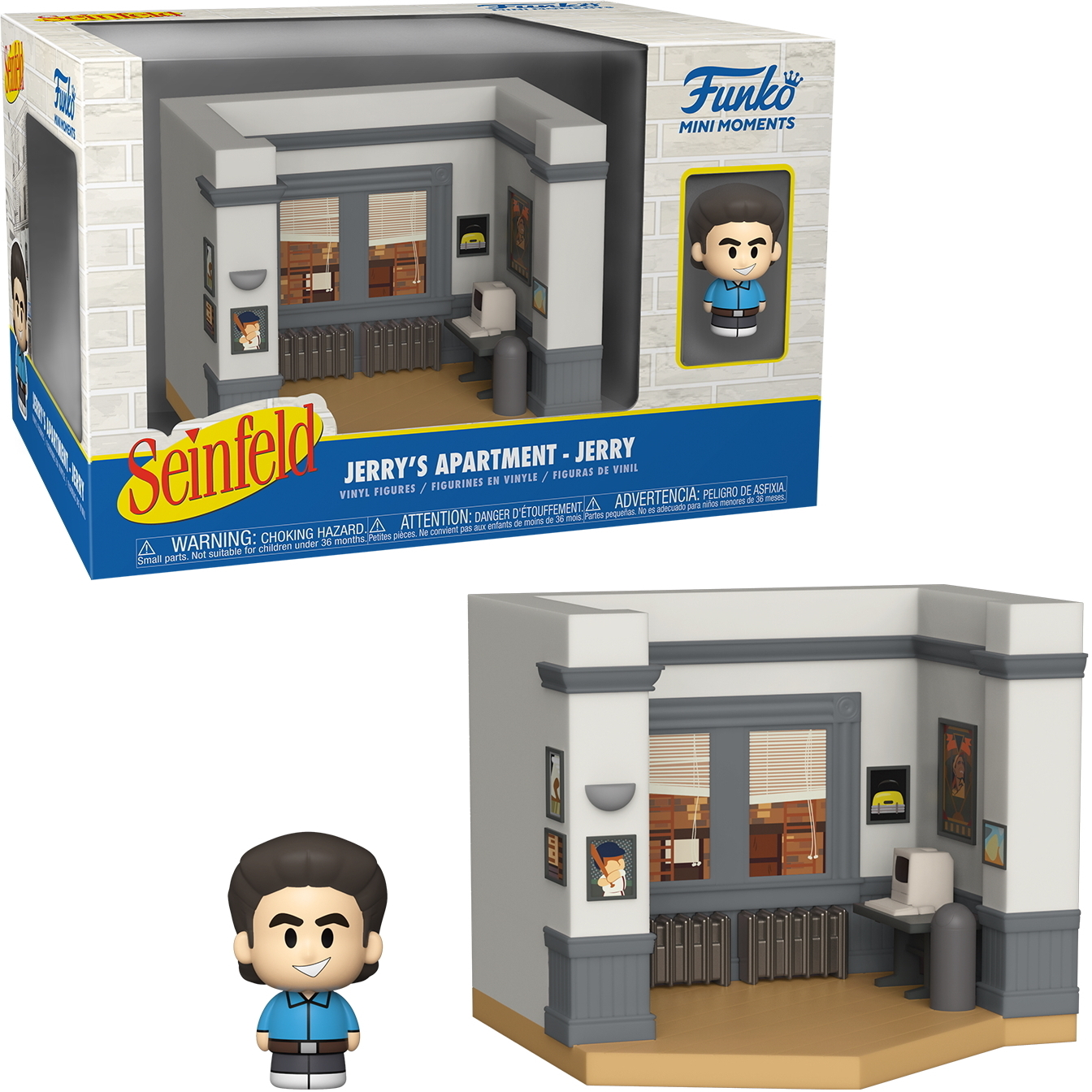 Seinfeld Jerry's Apartment Funko Set. Das Set enthält Jerry-Figur und Apartmentdetails.