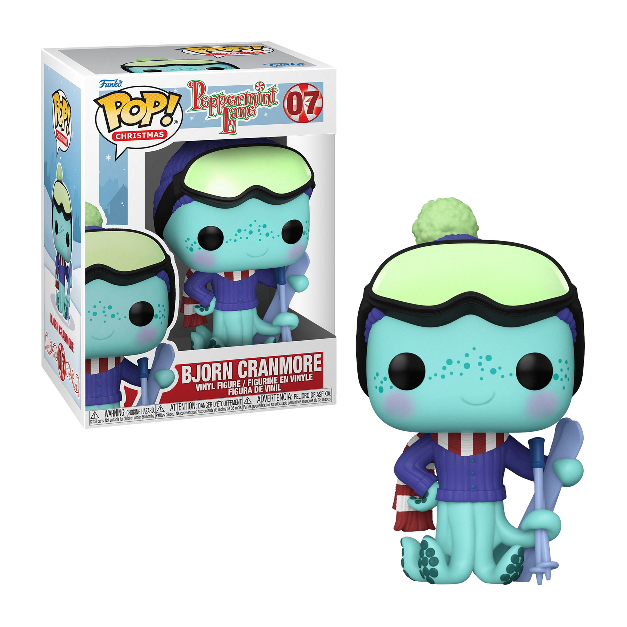 Bjorn Cranmore Funko Pop Figur mit Skistock und Brille, mit einer Box.