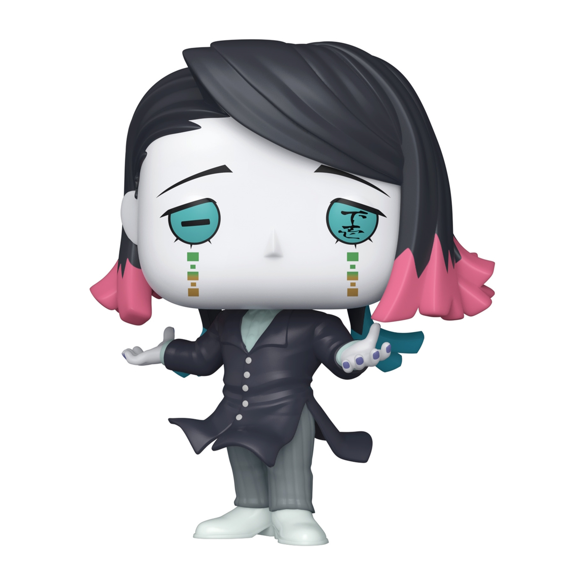 Funko Pop einer Figur mit weißer Haut, schwarzen Haaren und einem schwarzen Anzug.