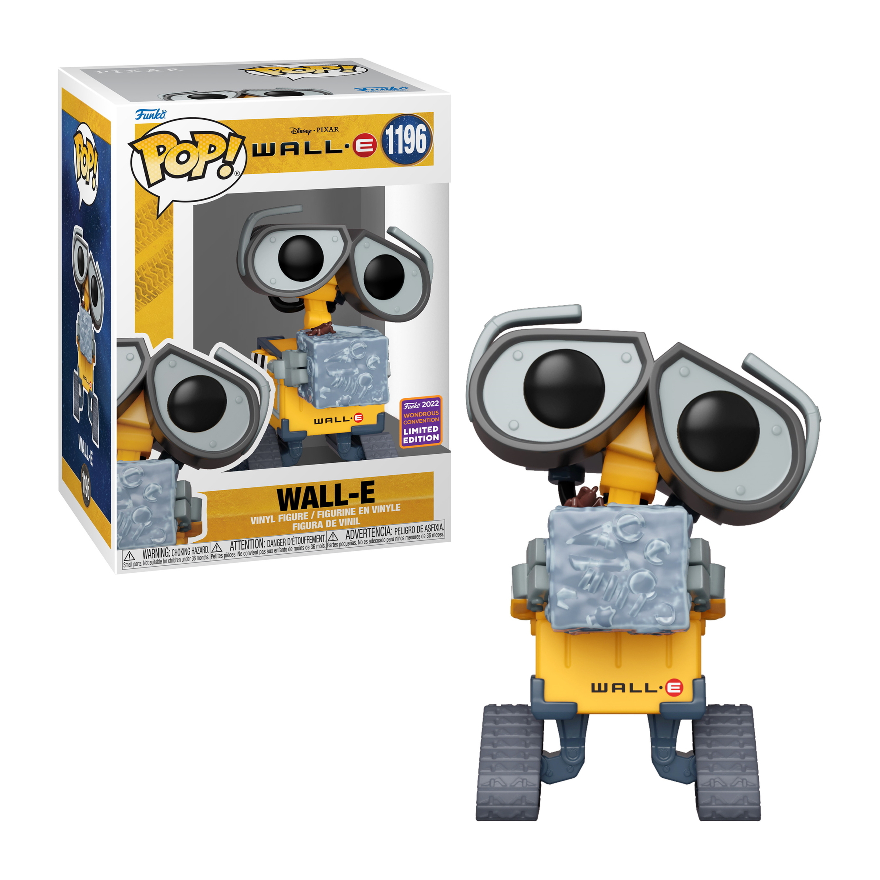 Figura de Wall-E con caja, estilo Funko Pop.