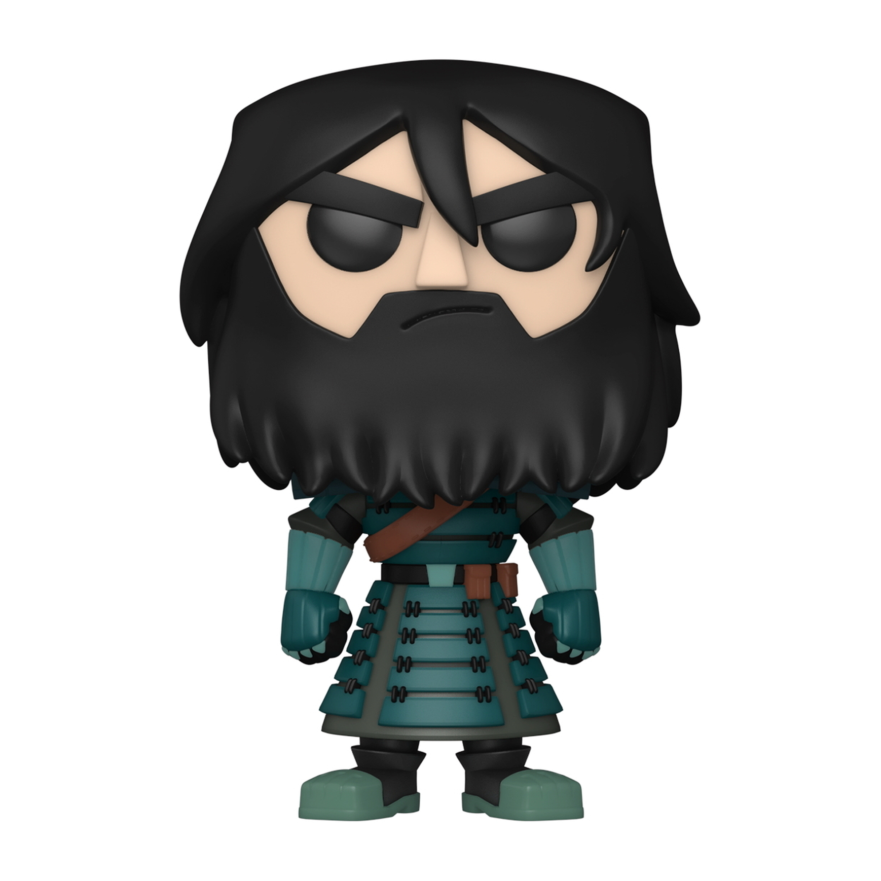 Eine Funko Pop-Figur eines Mannes mit schwarzen Haaren, Bart und einem blauen Outfit.