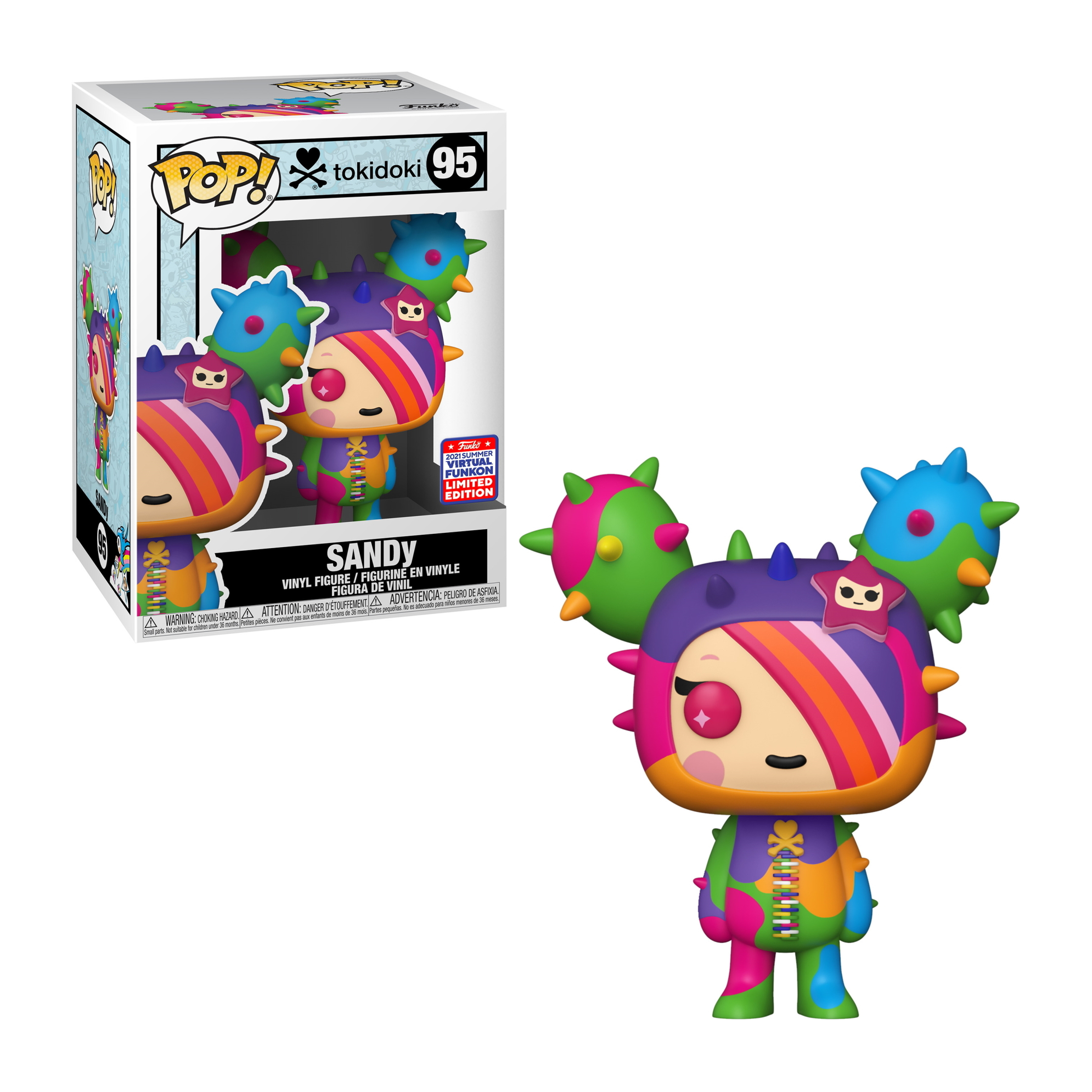 Sandy Funko Pop Figur. Buntes Haar, blaue und rosa stachelige Dekorationen, mit Box. Limitierte Auflage.