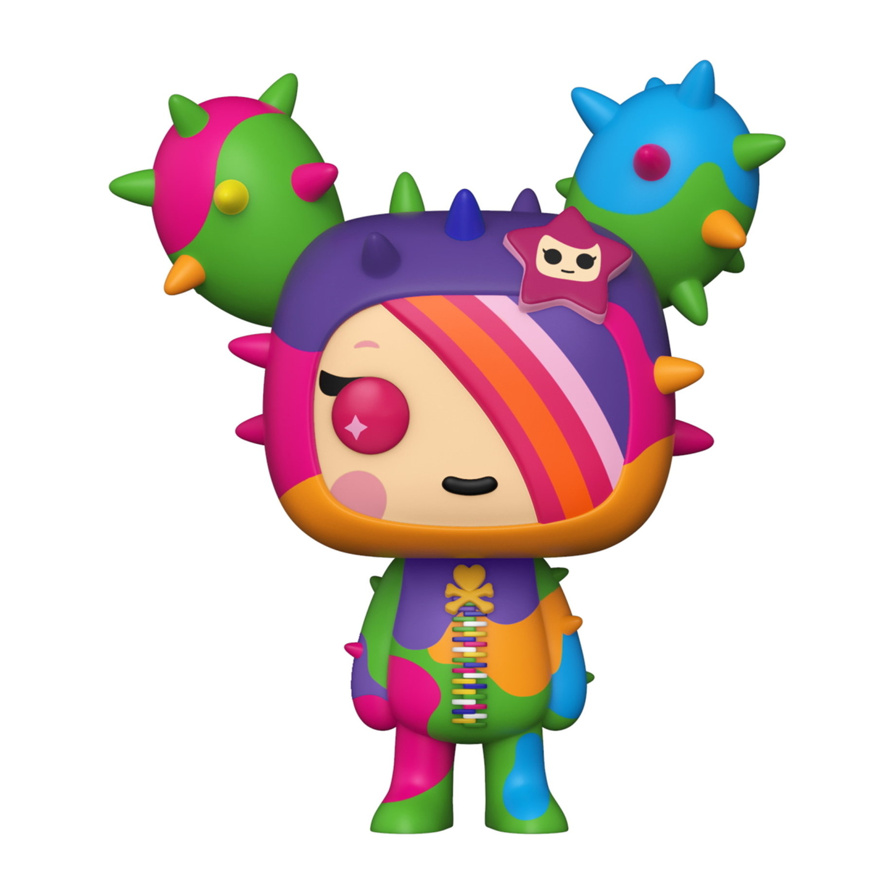 Bunte Funko Pop Figur. Sie hat mehrere Farben, Stacheln und einen Stern auf dem Kopf.