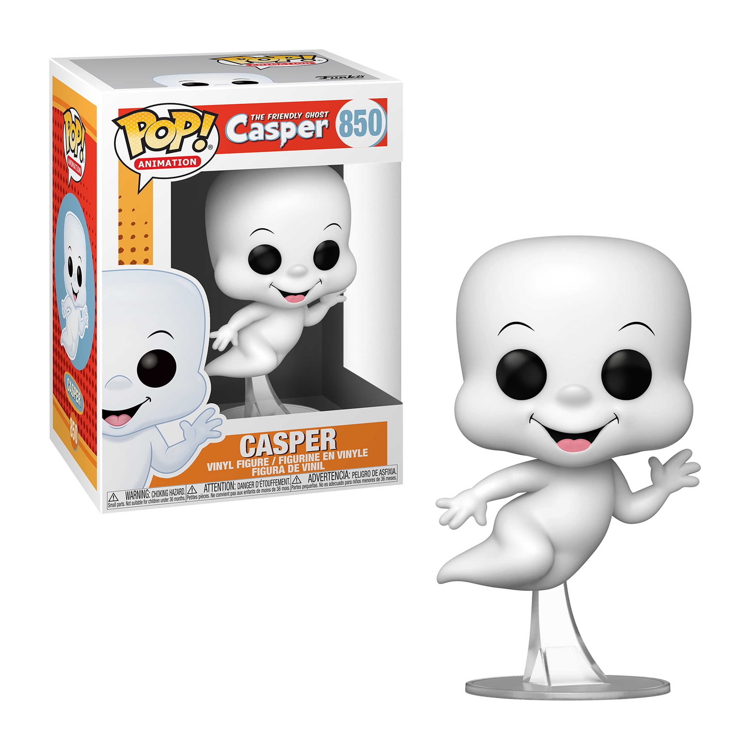 Casper, das freundliche Gespenst, Figur. Er ist weiß und hat einen freundlichen Ausdruck.