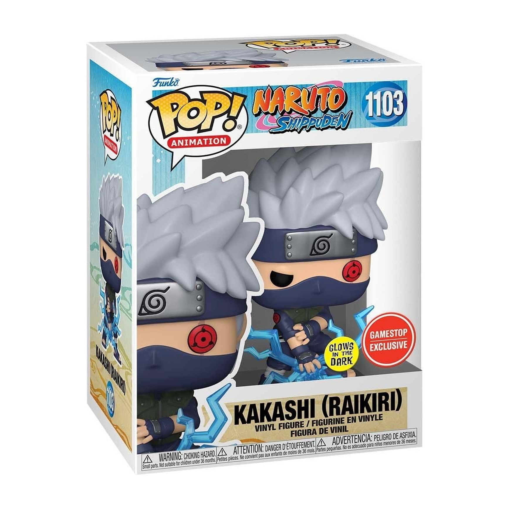 Kakashi Figur in einer Box. Es ist ein GameStop-Exklusivartikel.