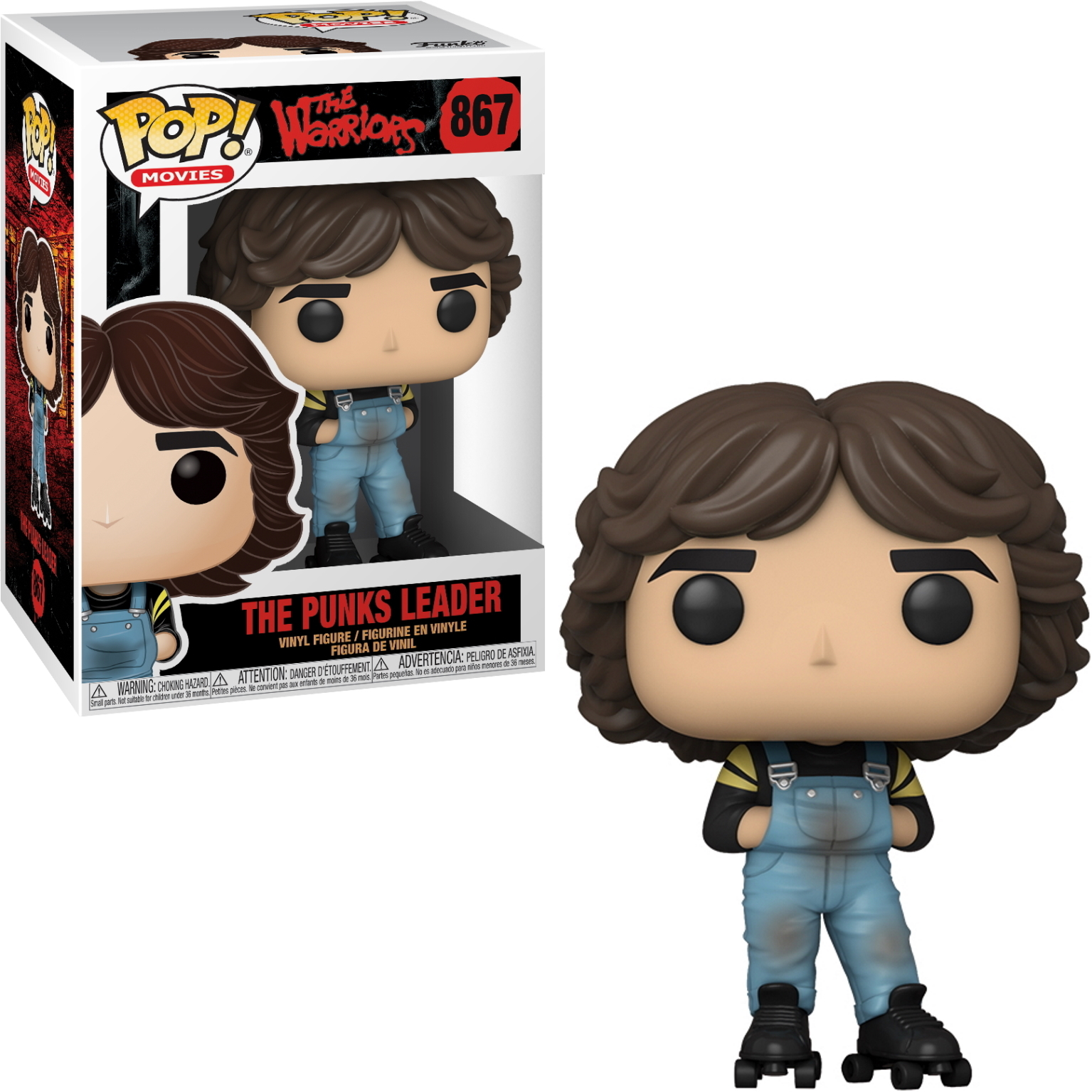 Eine Funko Pop Figur von 'The Punks Leader' mit blauen Overalls und einem gelb gestreiften Hemd.