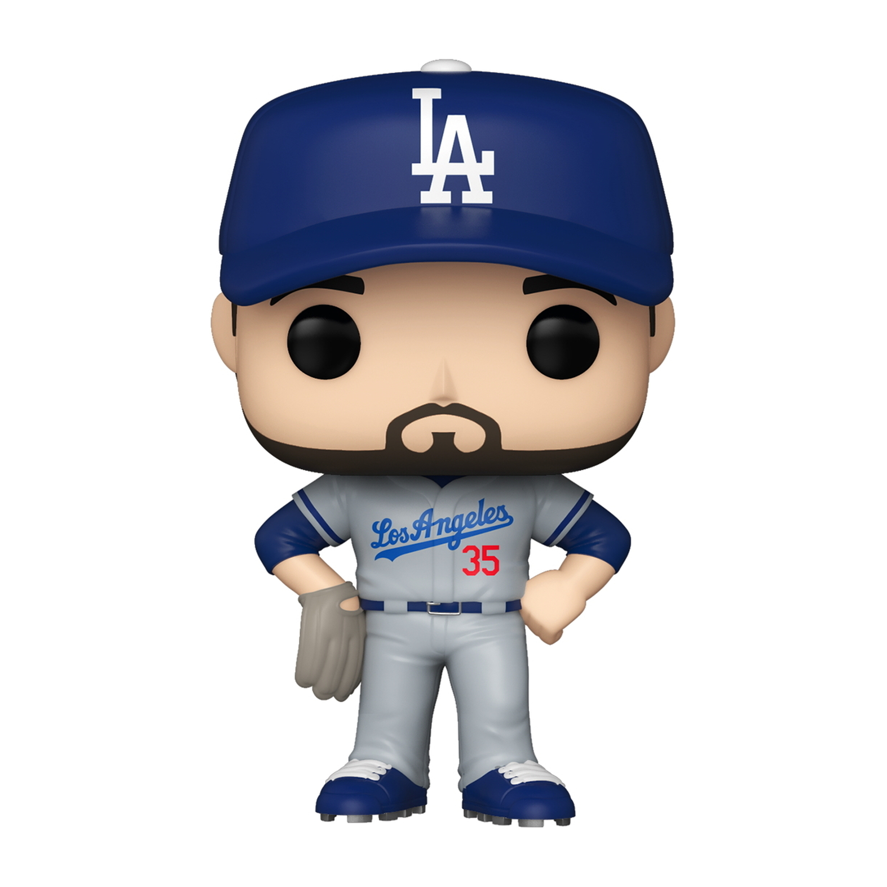 Dodgers Baseballspieler-Figur in einer blauen Kappe und grauen Uniform.