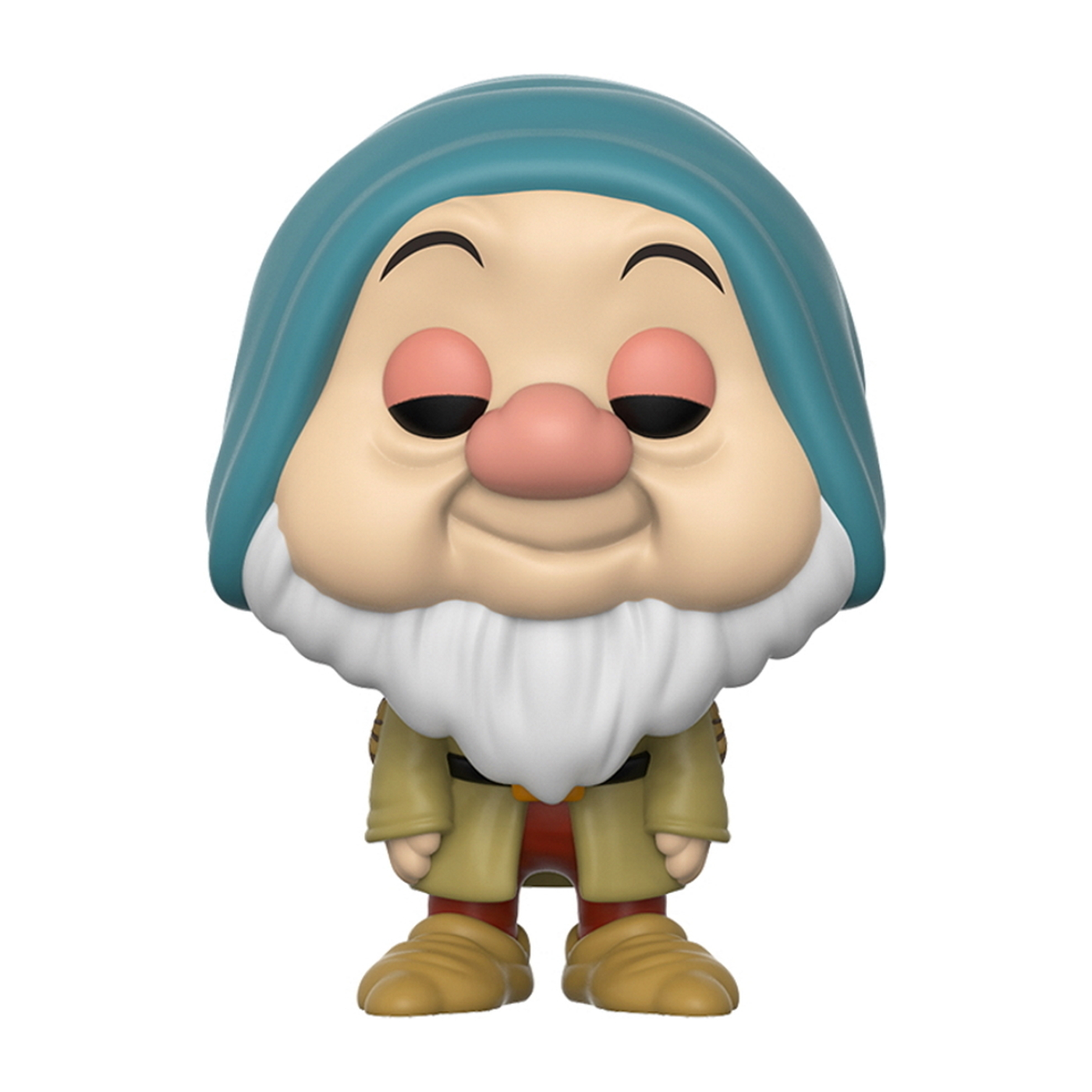 Funko Pop Figur von Dopey. Box und Figur sichtbar, lächelnd mit Hut.