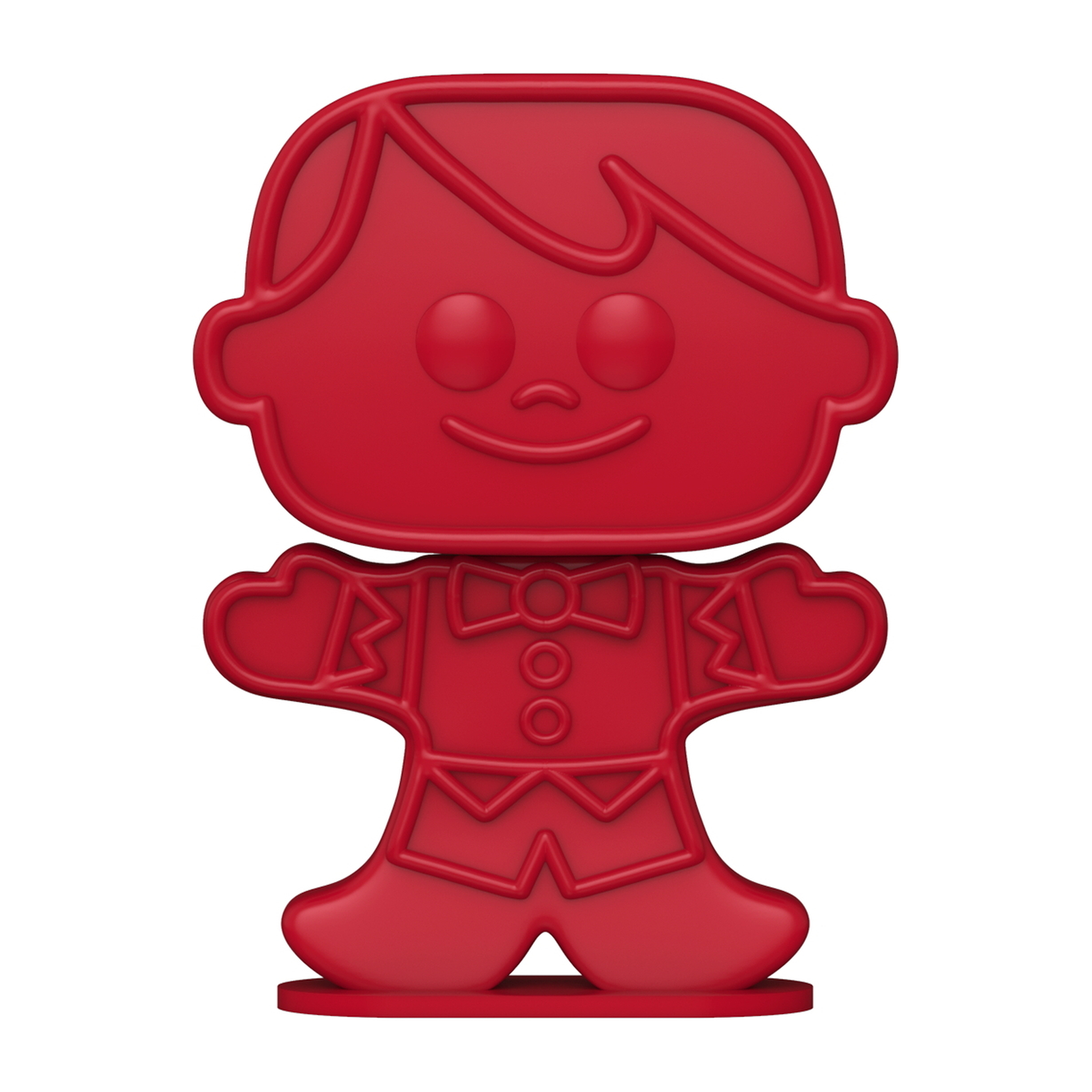 Figura di uomo di pan di zenzero rosso, con papillon e abito.