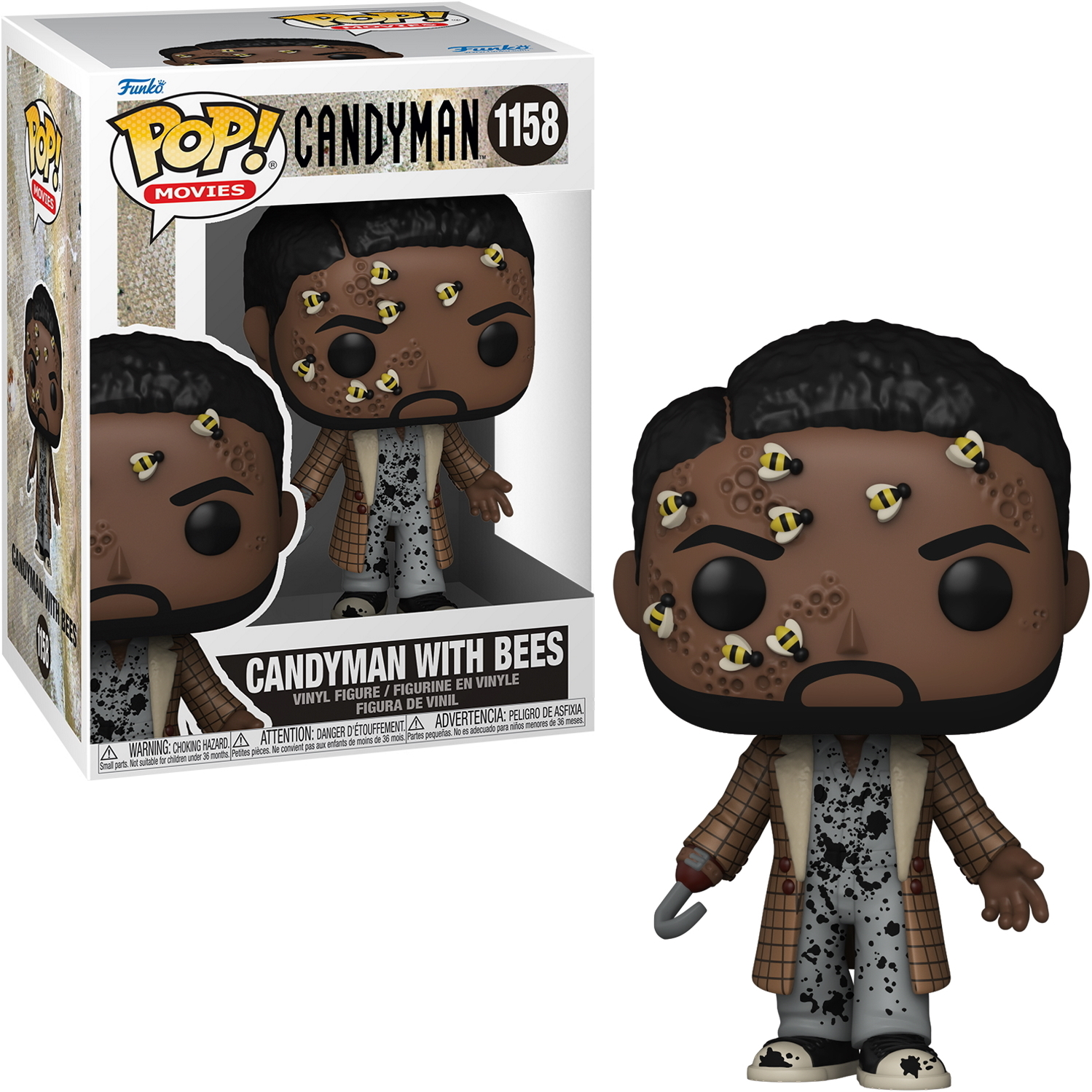 Candyman with Bees Funko Pop Figur mit Box und Bienen im Gesicht.