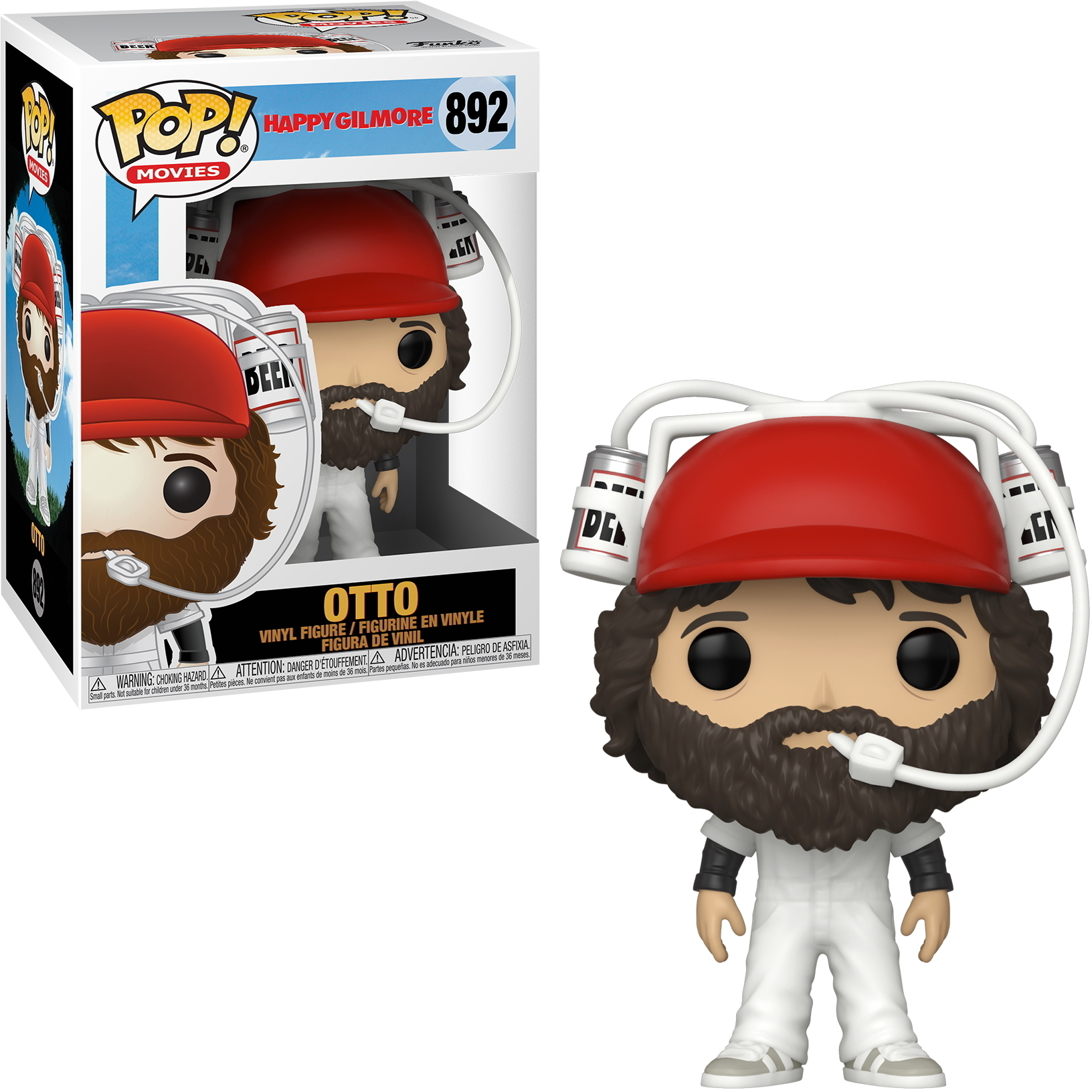 Happy Gilmore Pop Figur mit Bierhut. Box-Art zeigt die Figur.