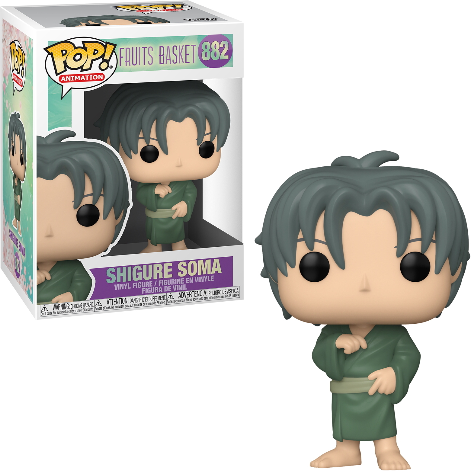 Funko Pop di Shigure Soma da Fruits Basket, con un kimono verde.
