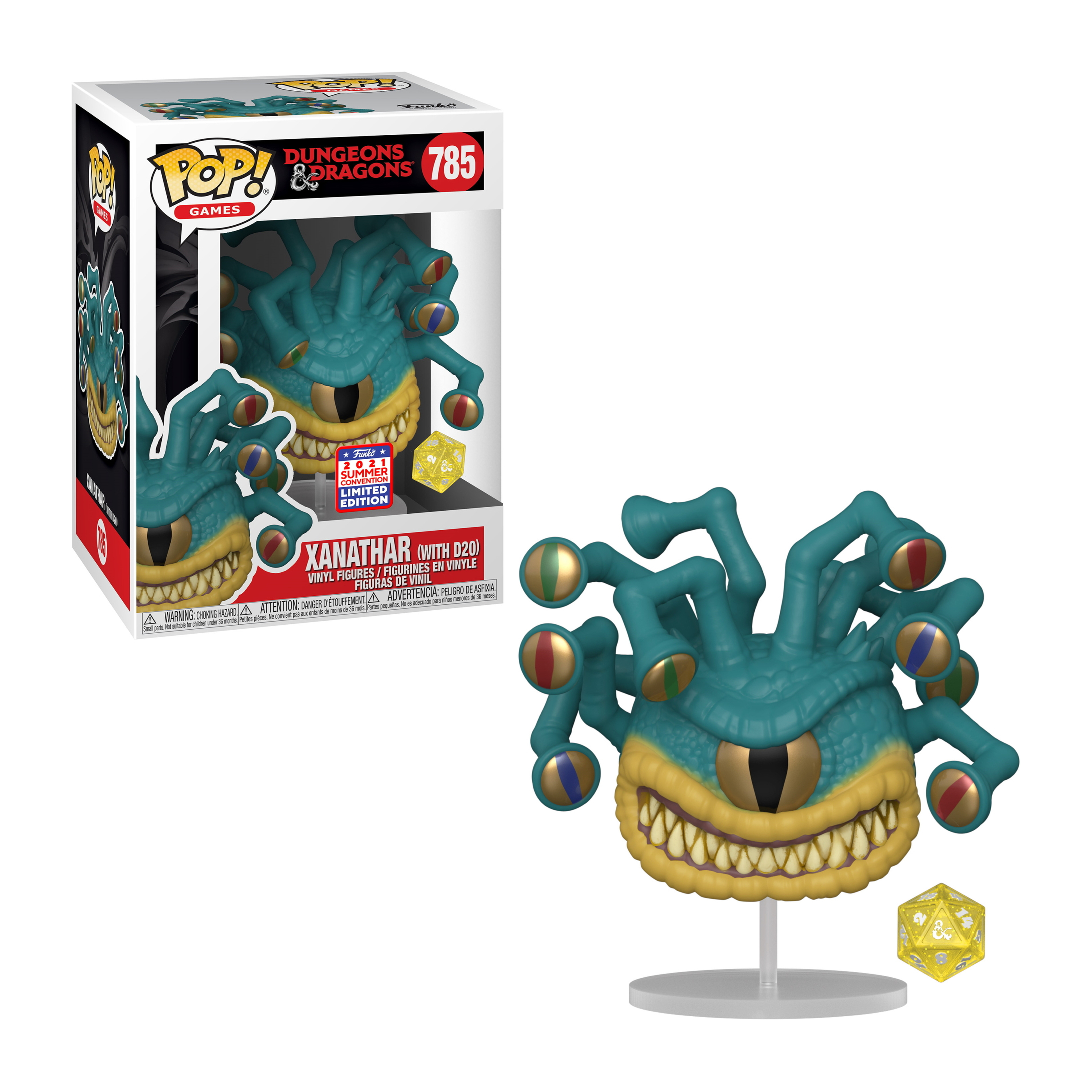 Xanathar Funko Pop-Figur, Dungeons & Dragons-Charakter, mit Box. Hat mehrere Augen und Tentakel.
