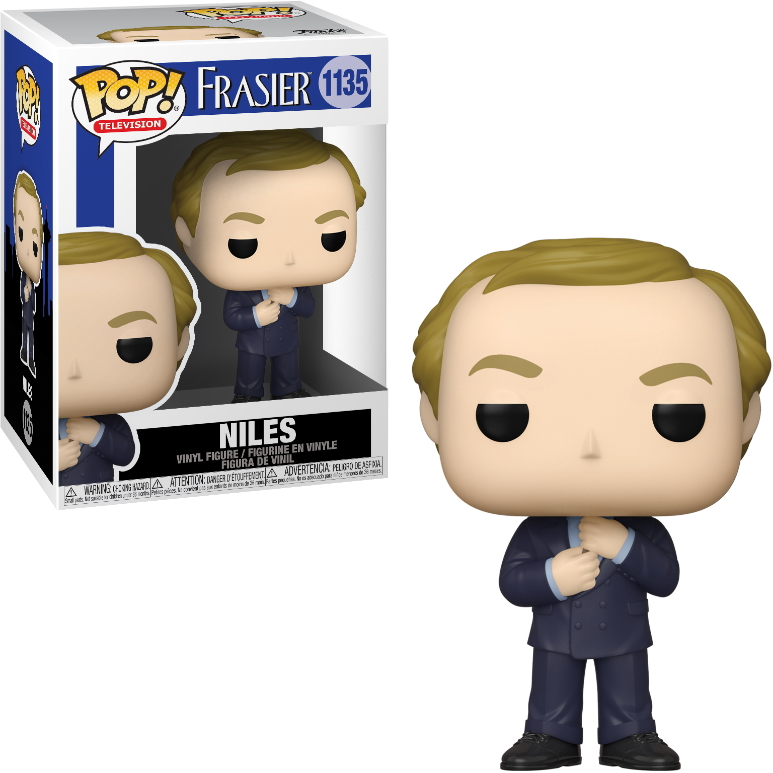 Niles Frasier Funko Pop Figur mit Box, im Anzug.