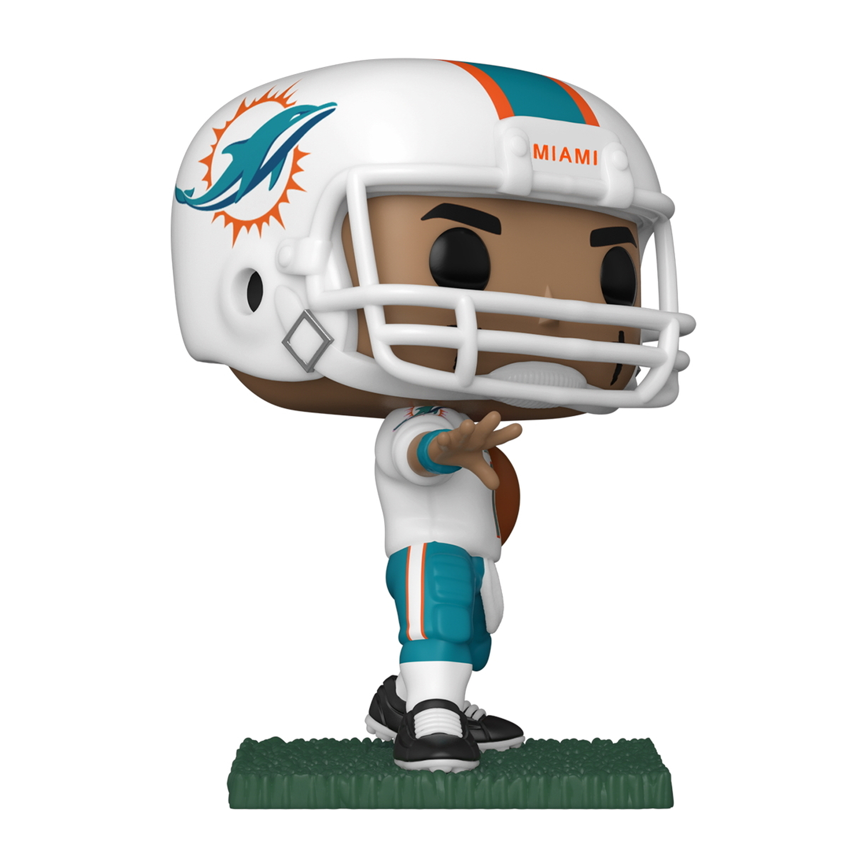 Miami Dolphins Footballspieler Figur in Uniform, auf grüner Basis.