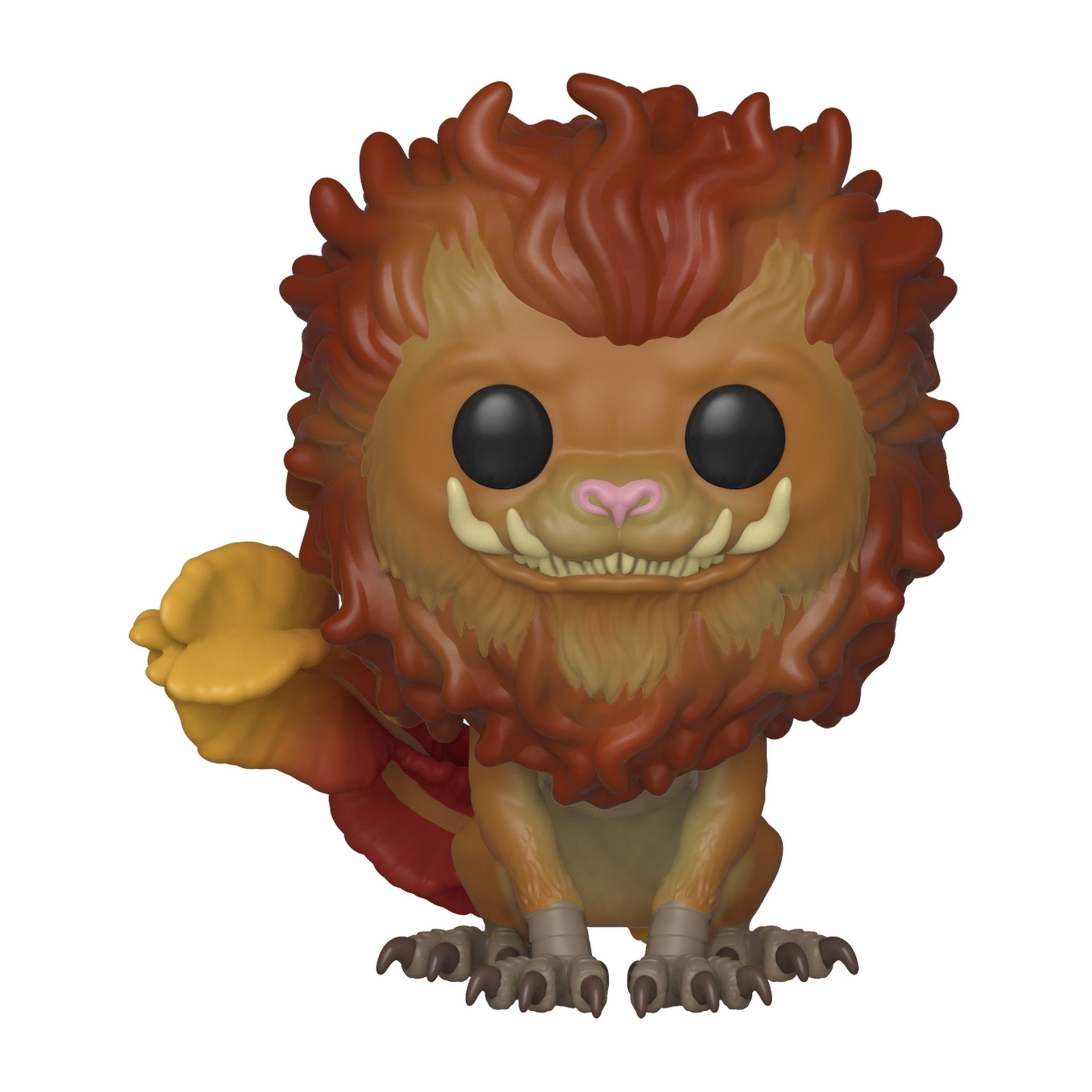 Funko Pop przedstawiający stworzenie z pomarańczowym futrem, dużymi oczami i ostrymi zębami.