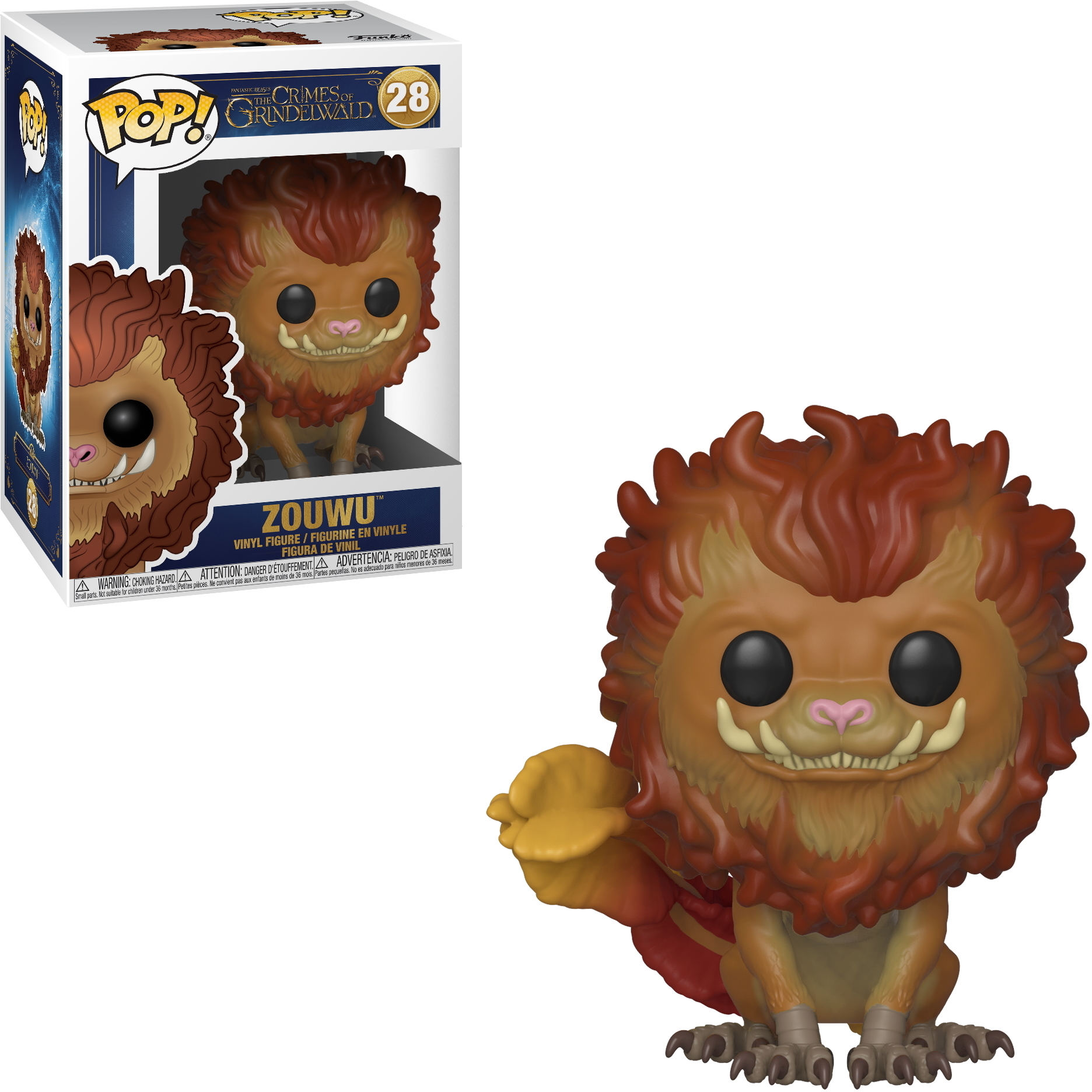 Funko Pop Zouwu, stworzenia z brązowym futrem i żółtym ogonem, z Fantastycznych Zwierząt.
