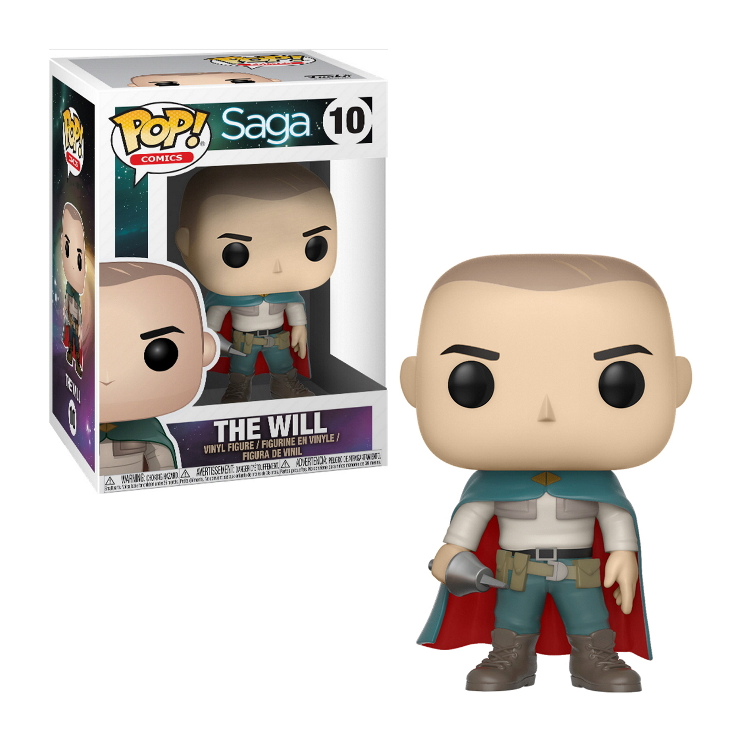 The Will Pop-Figur aus der Saga-Comic-Serie, trägt einen Umhang und hält ein Schwert.