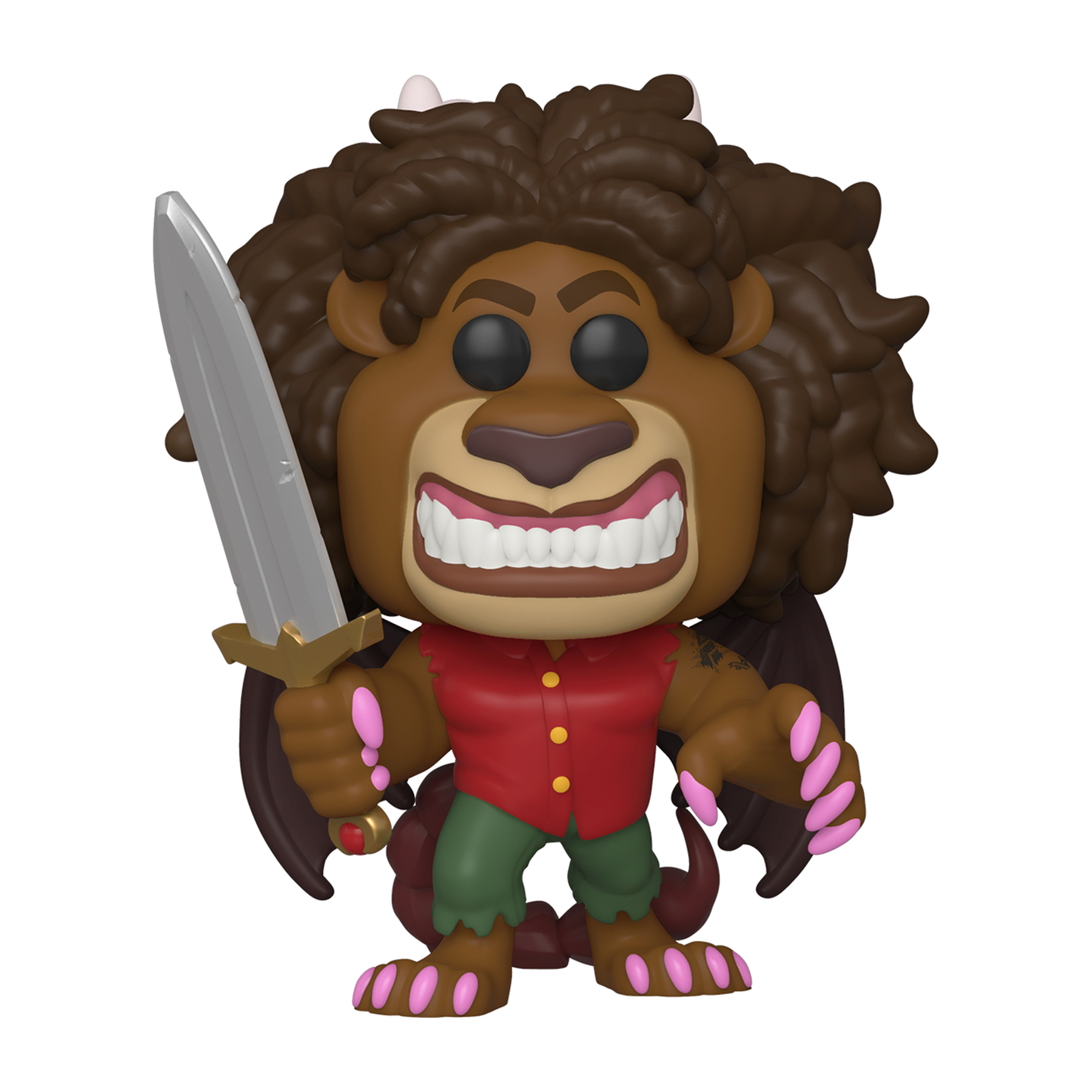 Personaggio Funko Pop simile a un leone con una spada. Ha grandi denti, ali e impugna una spada.
