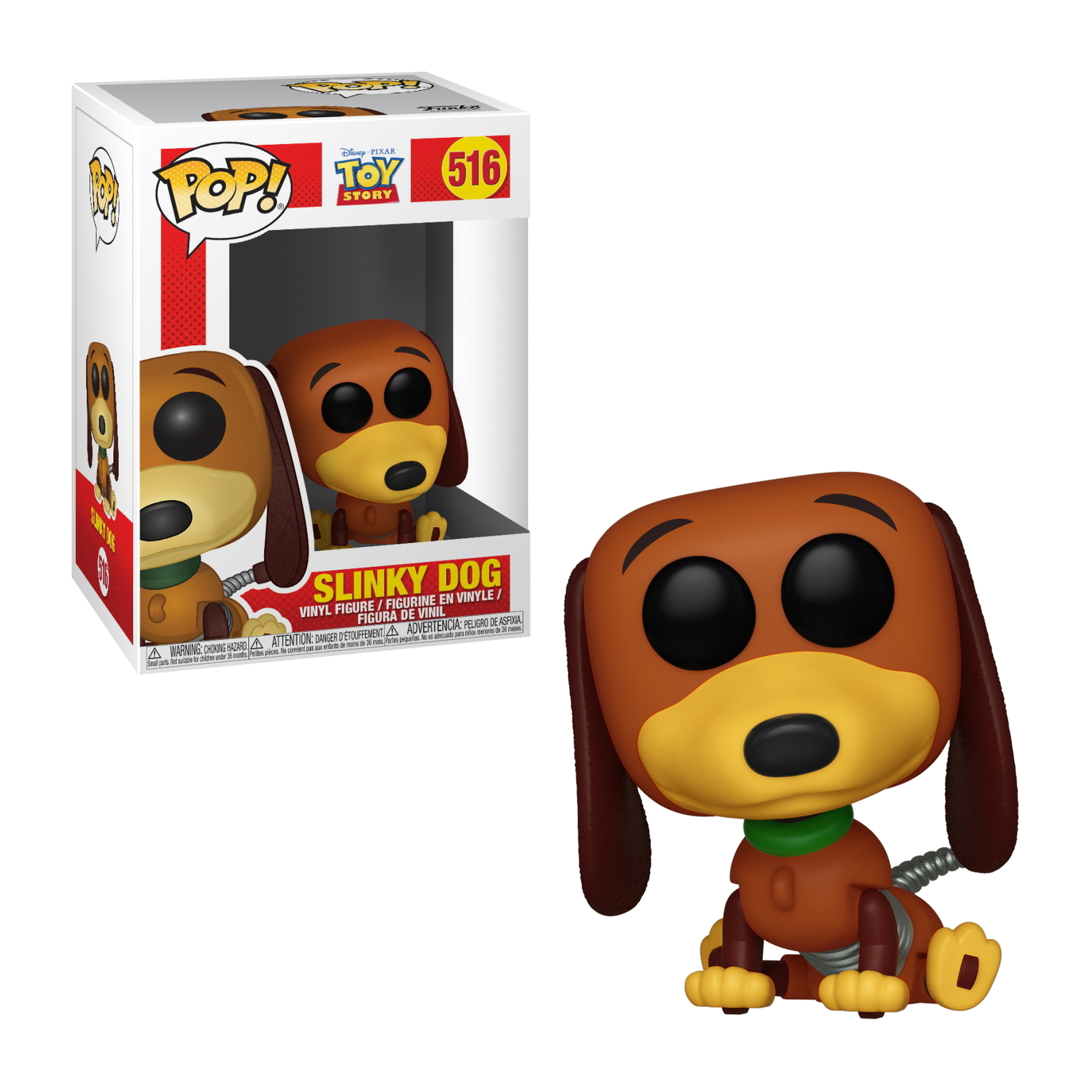 Figurka Funko Pop Slinky Doga w pudełku i osobno.
