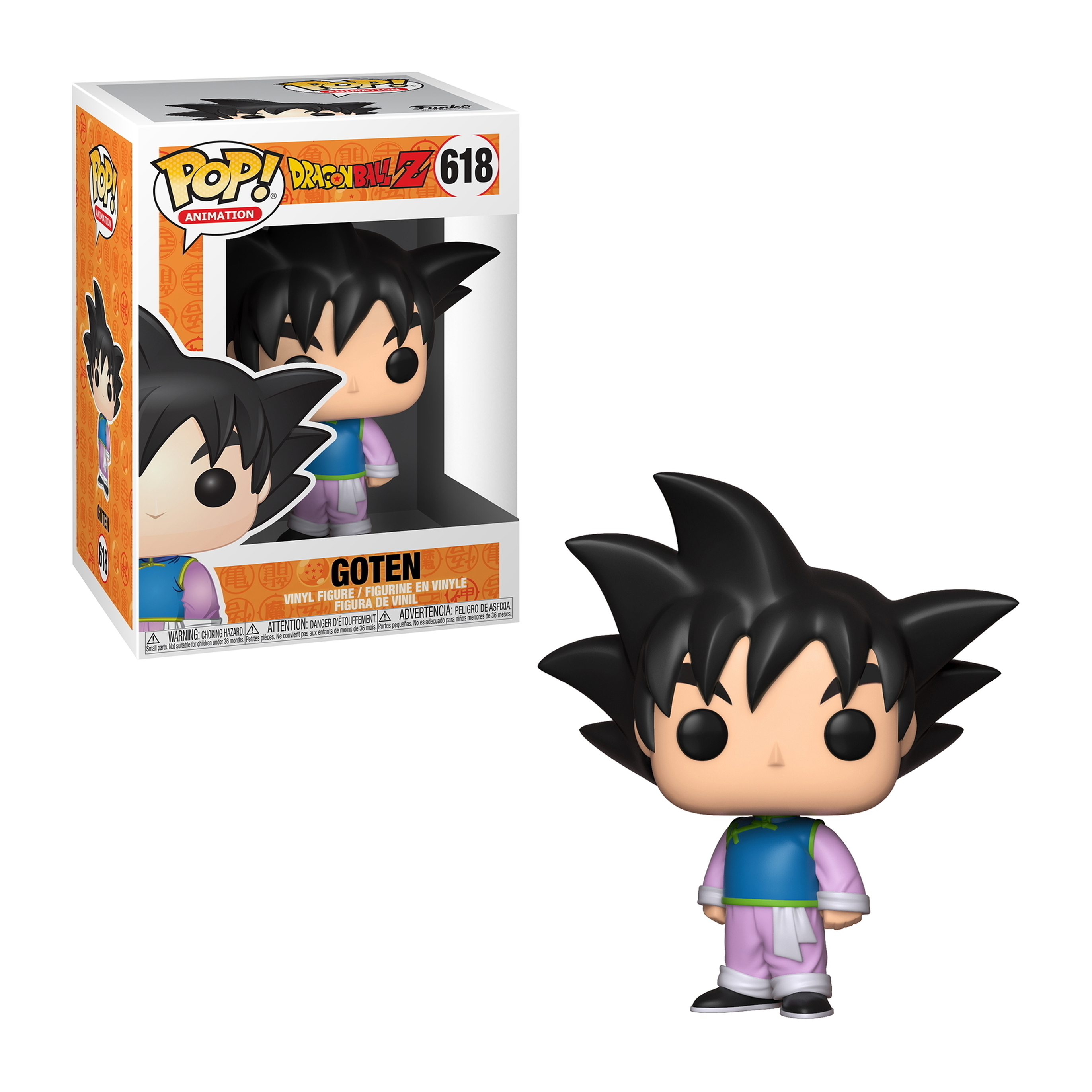 Goten Funko Pop Figur aus Dragon Ball Z in einem blau-rosa Outfit.