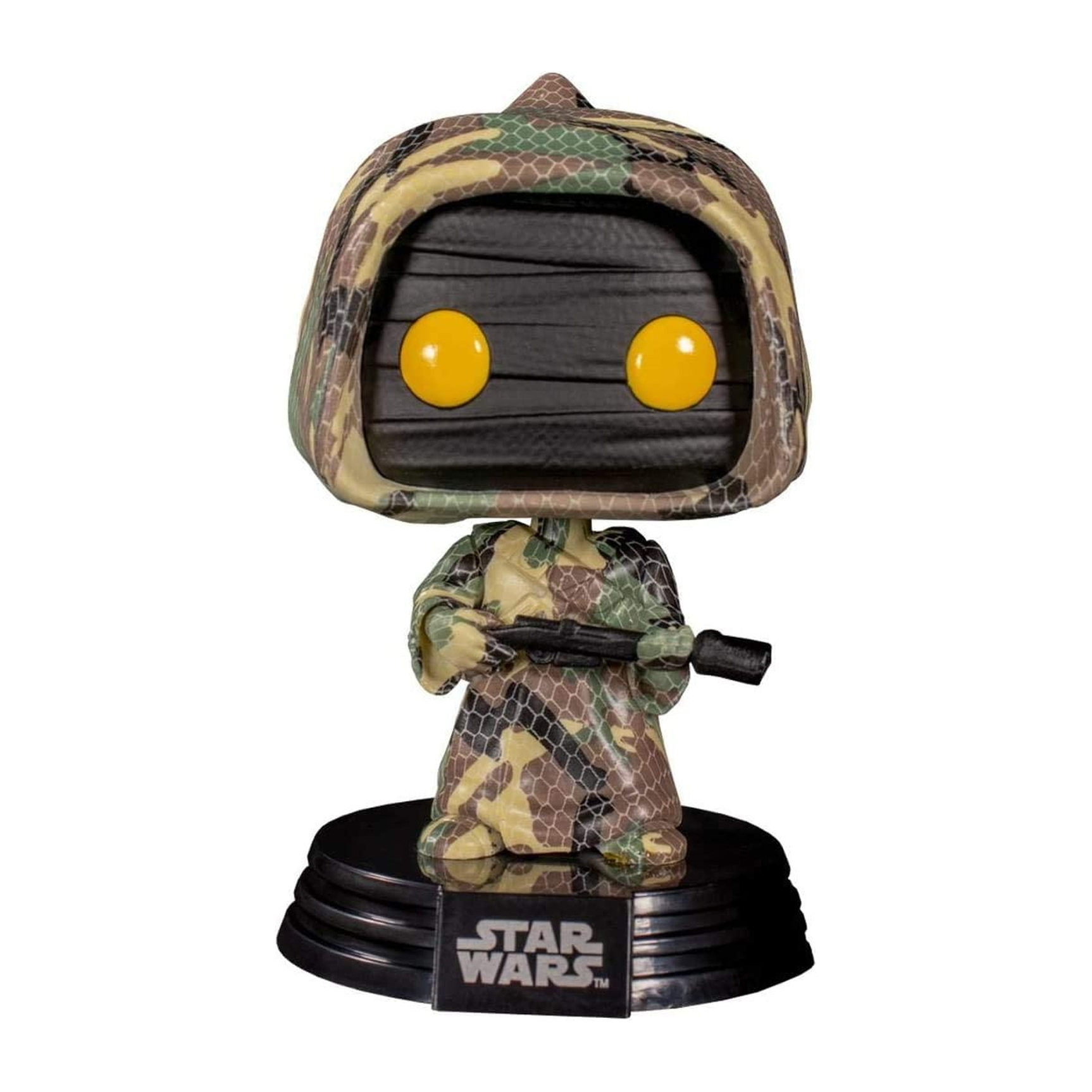 Jawa aus Star Wars in Tarnung. Eine Funko Pop-Figur mit Box.