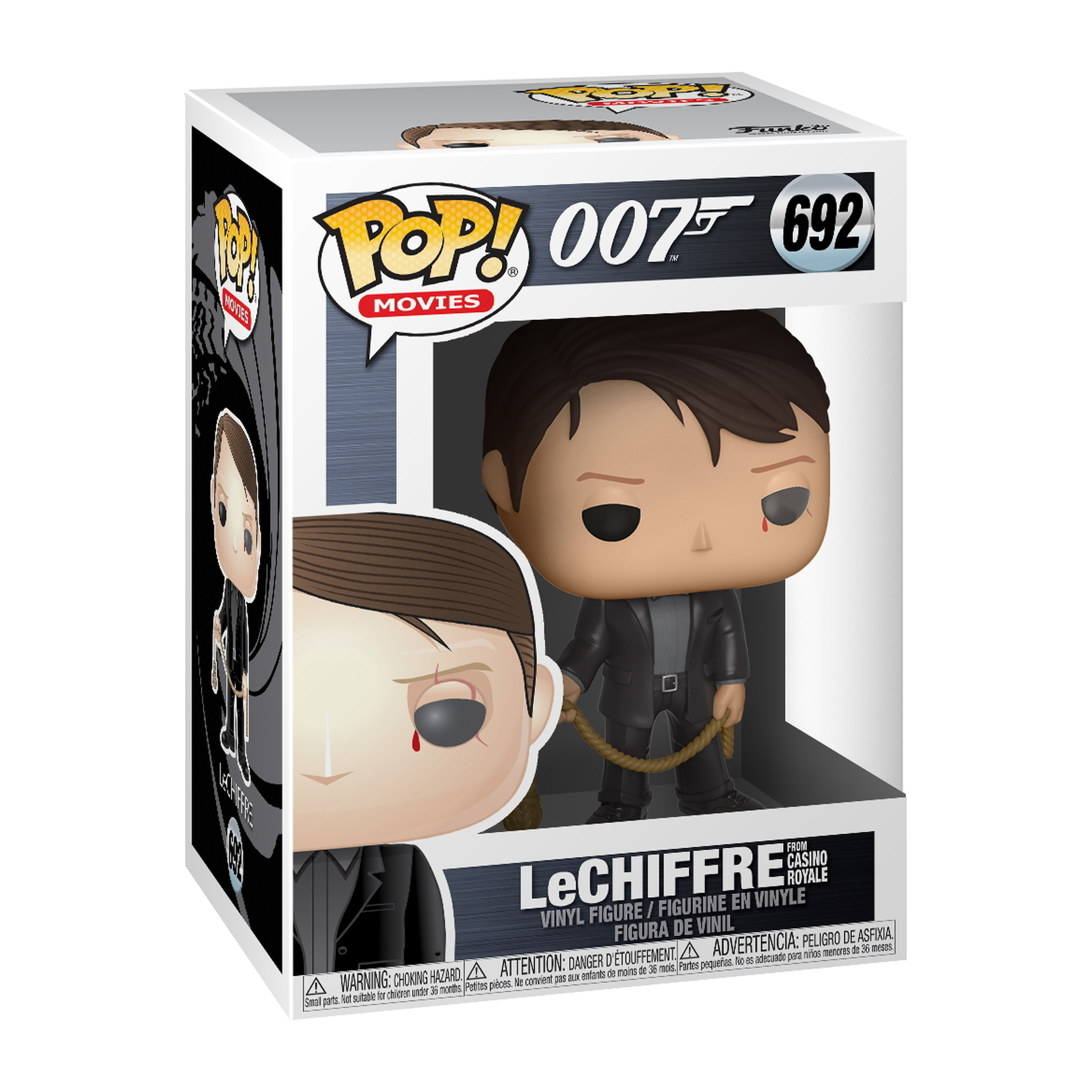 Figura Funko Pop! di LeChiffre in una scatola, con una corda, da Casino Royale.
