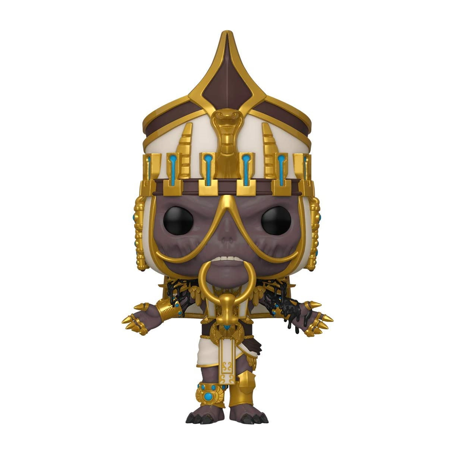Anubis Funko Pop Figur, mit aufwändigem Kopfschmuck und goldenen Details.