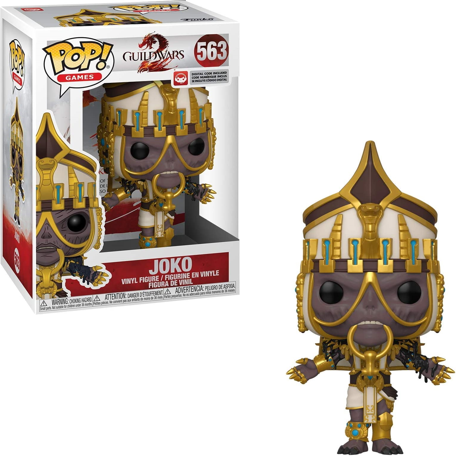 Joko aus Guild Wars Funko Pop-Figur. Er trägt ein gold-weißes Outfit mit einer Maske.