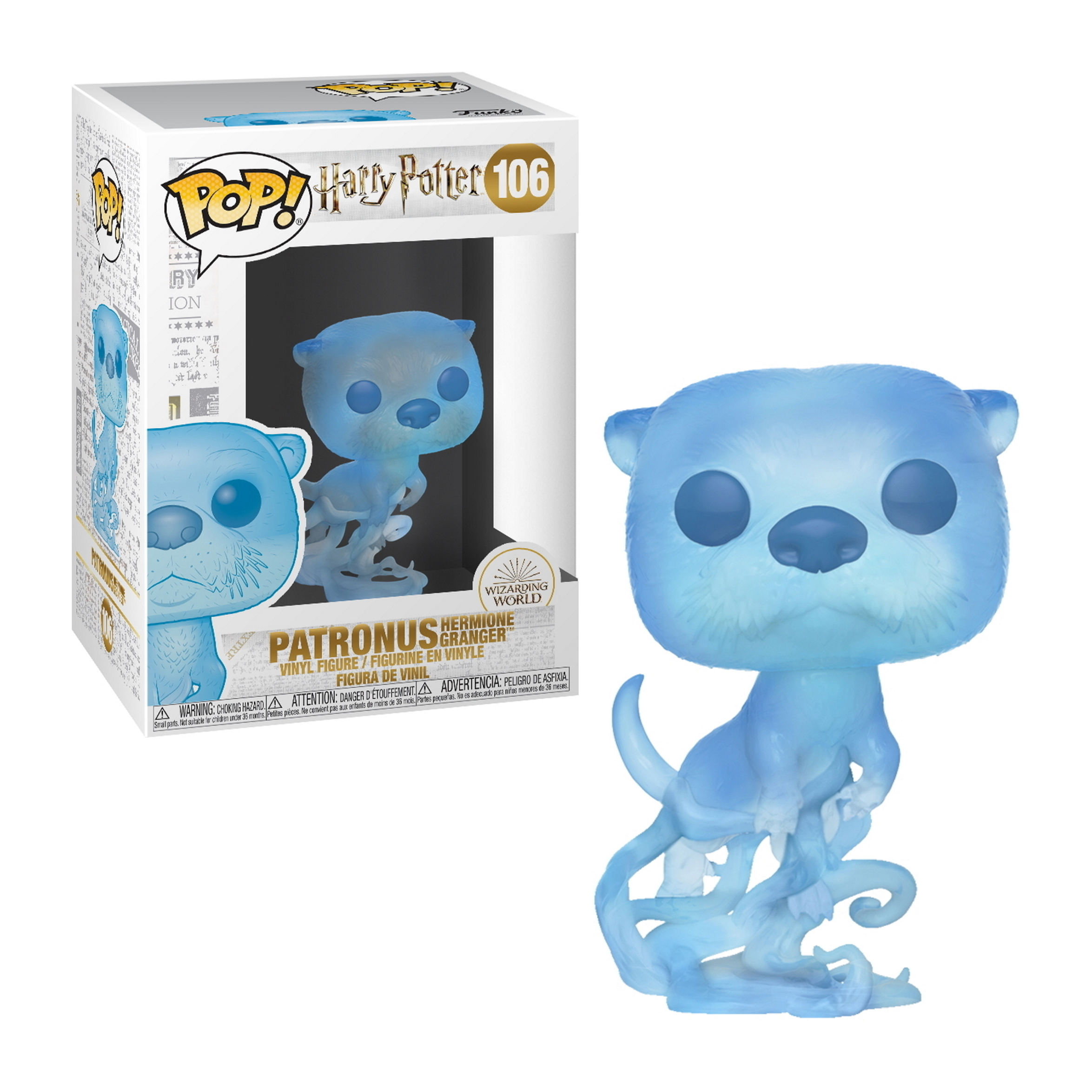 Hermine Granger Patronus-Figur, in Blau, Otterform, mit Box-Art.