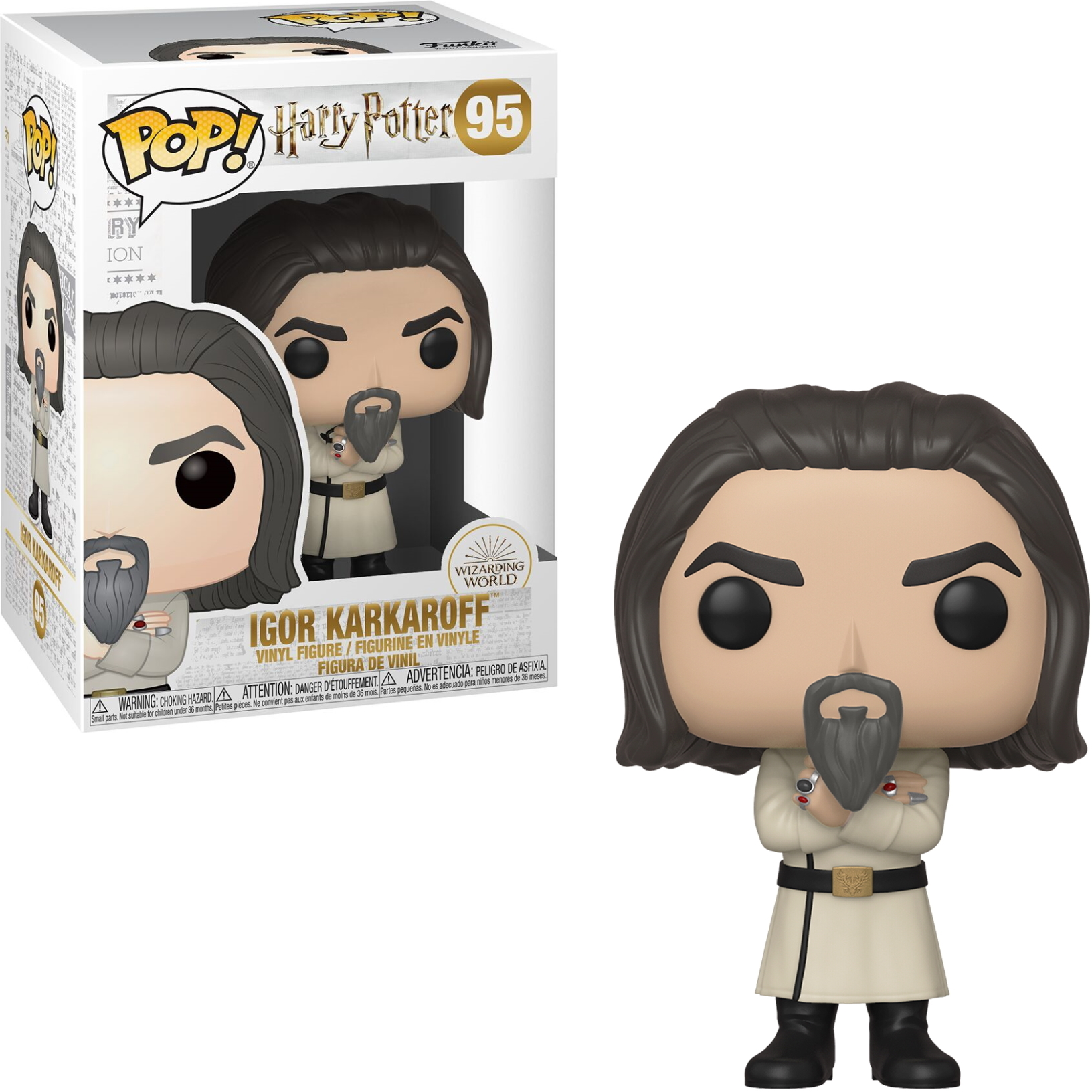 Igor Karkaroff Funko Pop Figur, trägt weißen Mantel, mit langem Bart.