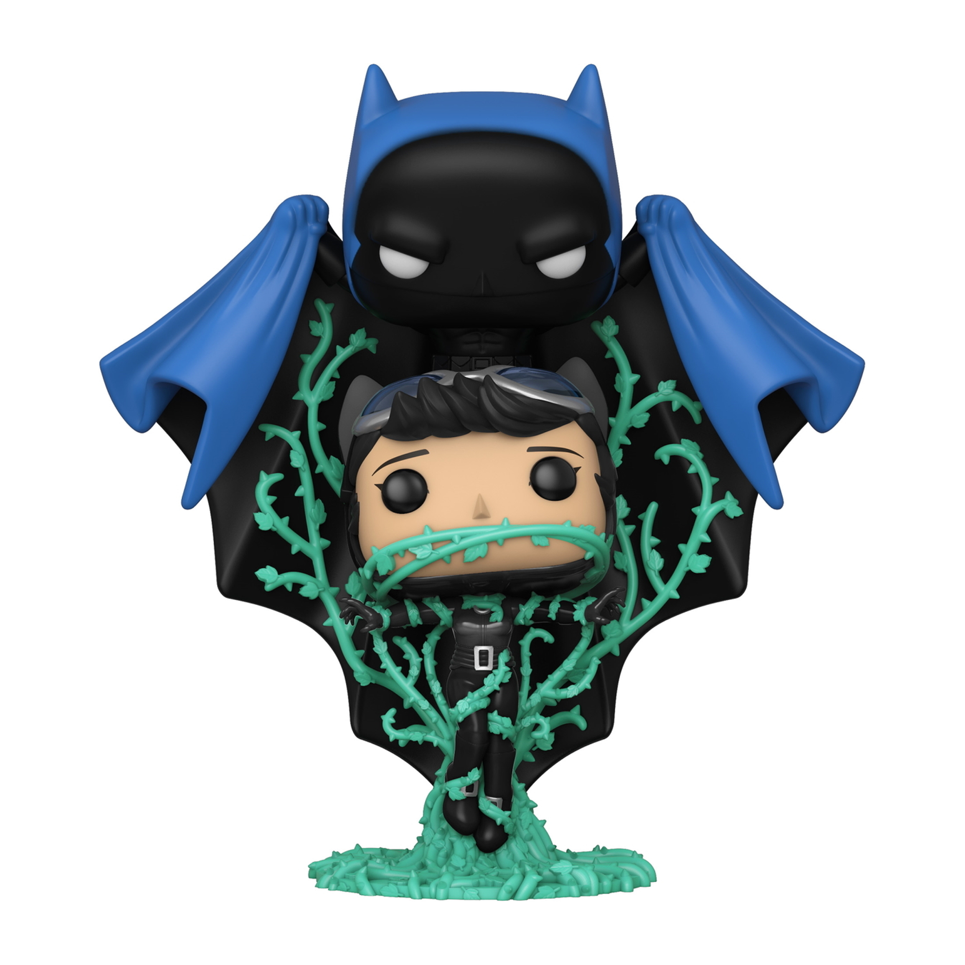Batman und Catwoman Funko Pop Figur, Catwoman vorne, Batman hinten, blaue Flügel.