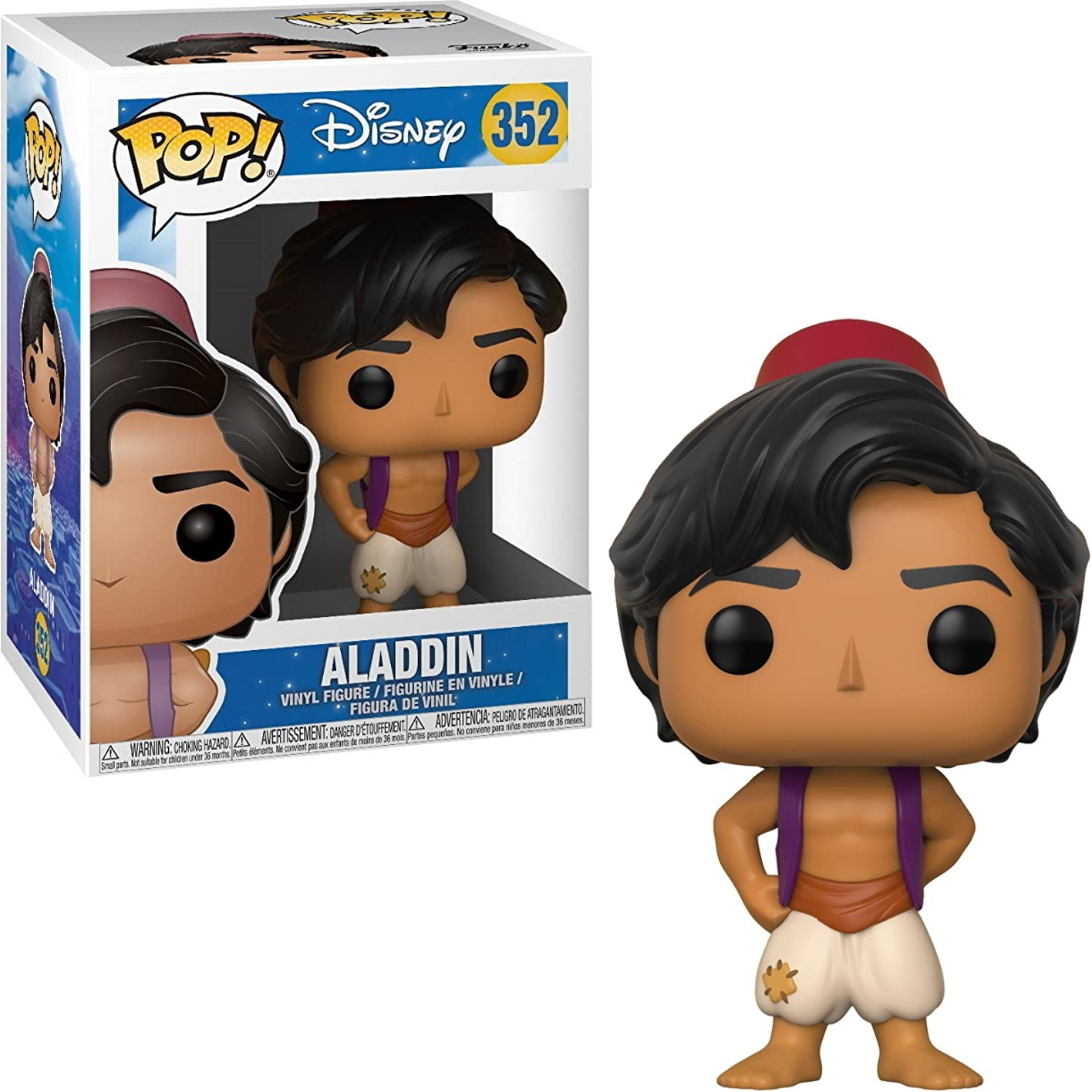 Figura de Aladdin, personaje de dibujos animados en una caja.