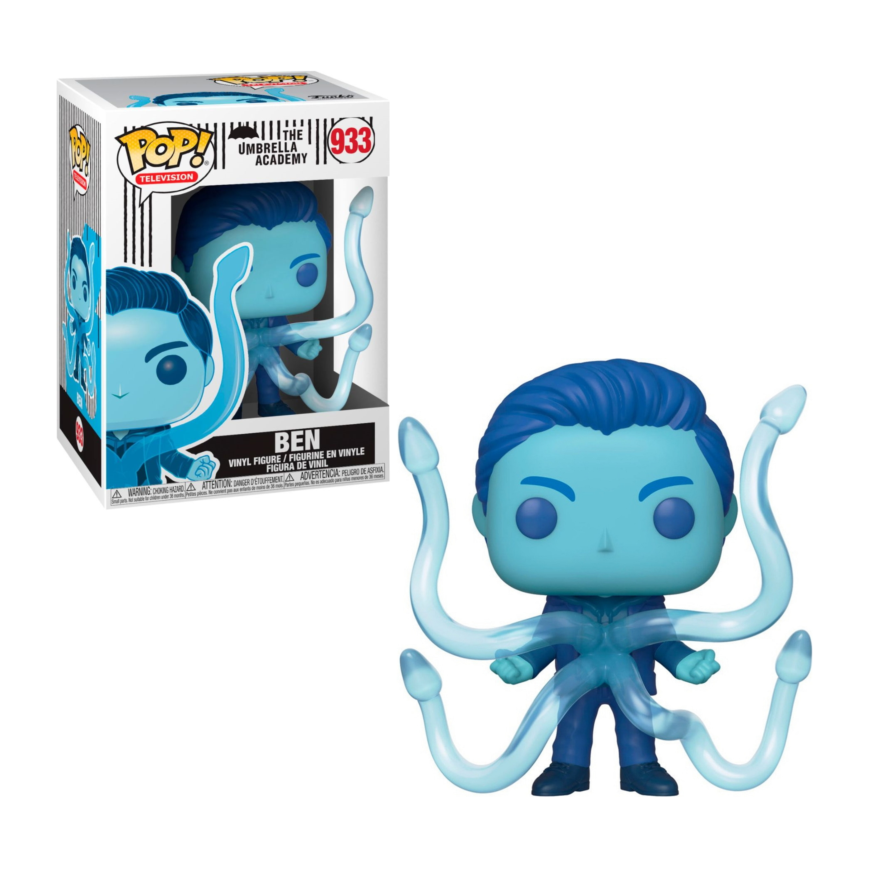 Ben Funko Pop, figura blu con tentacoli, in scatola.