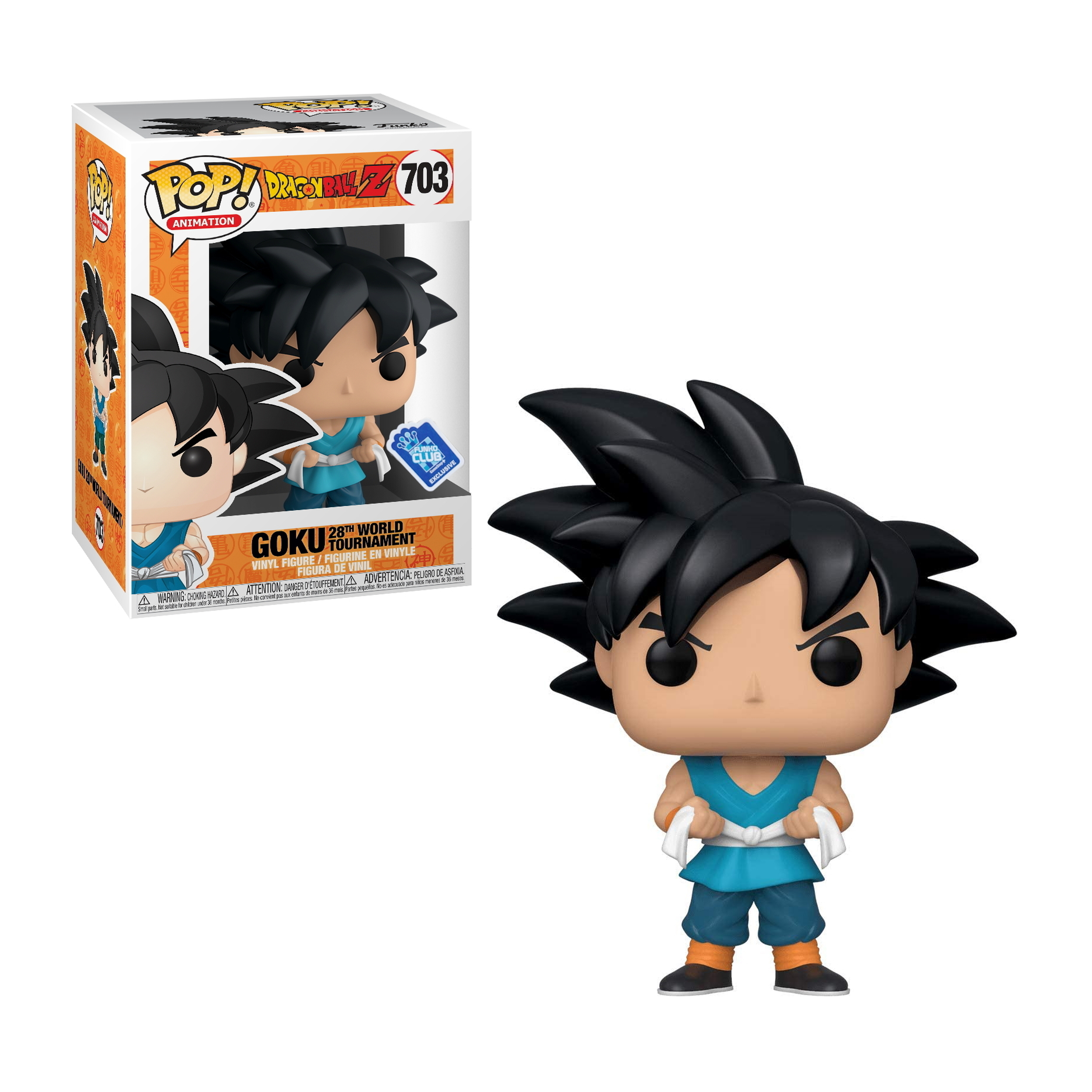 Goku Figur aus Dragon Ball Z. Er hat stachelige schwarze Haare und trägt ein blaues und orangefarbenes Outfit.